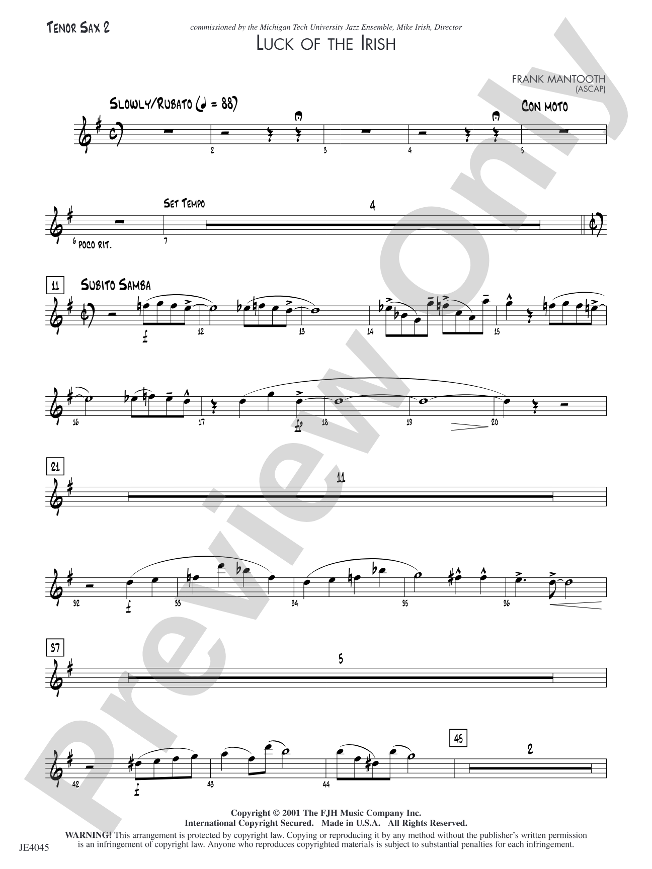 Luck of the Irish: Tenor Sax 2
