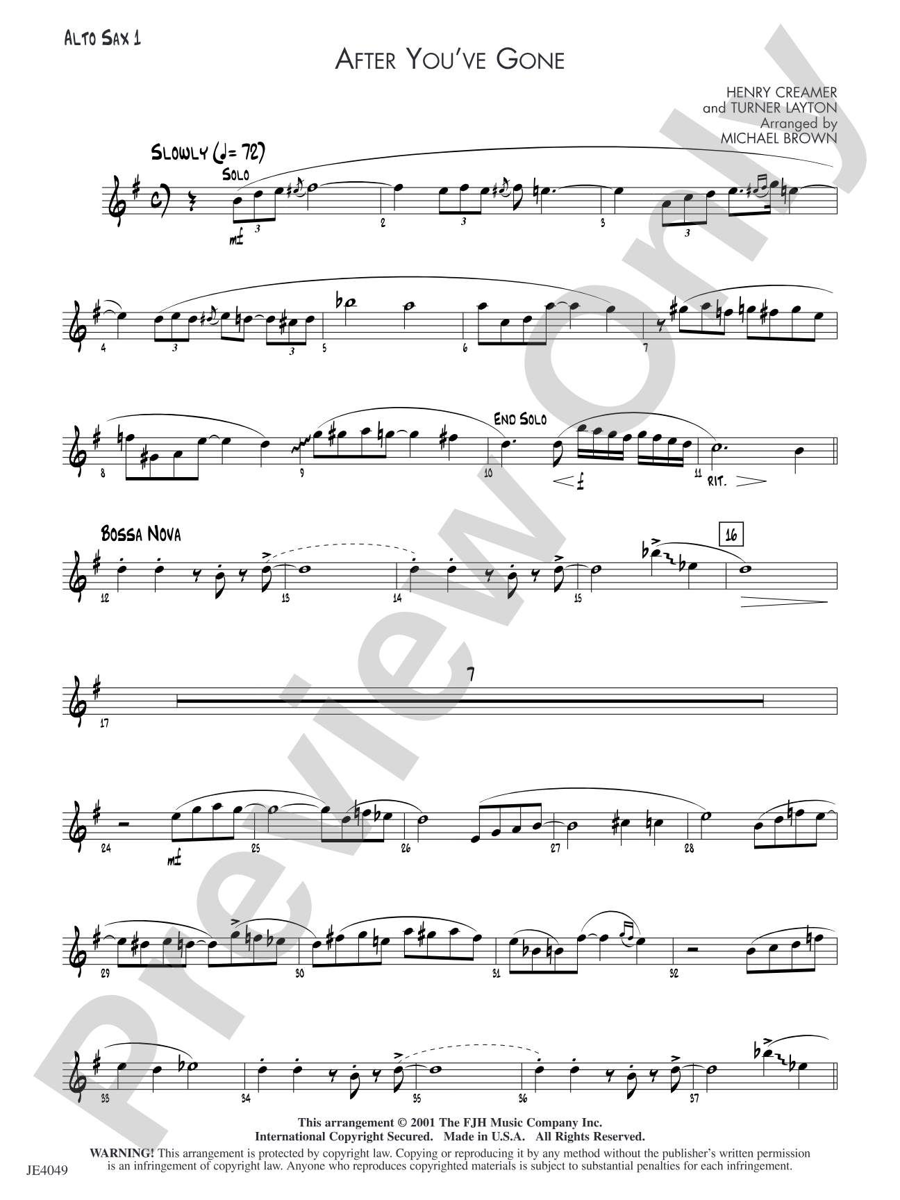 After You've Gone: Alto Sax 1