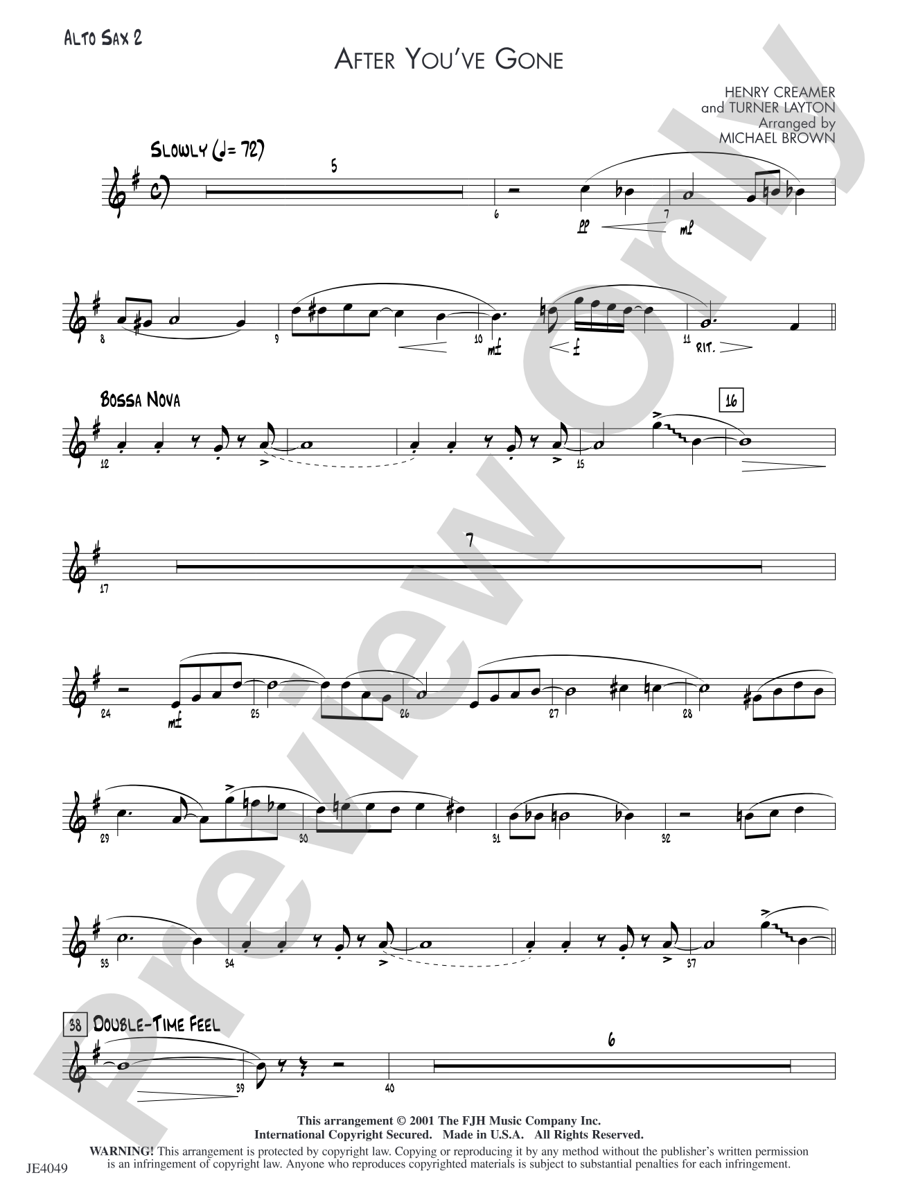 After You've Gone: Alto Sax 2