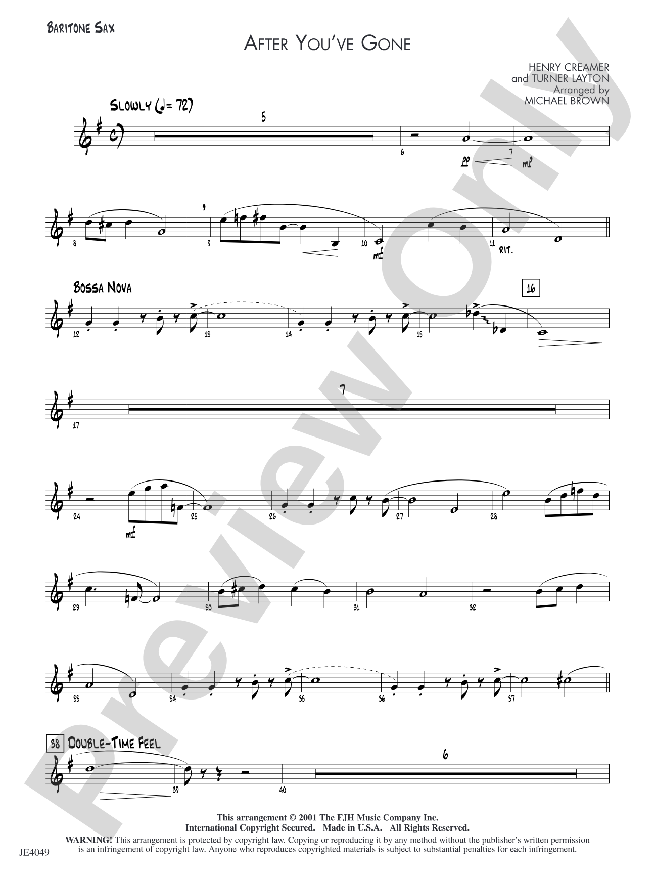 After You've Gone: Baritone Sax