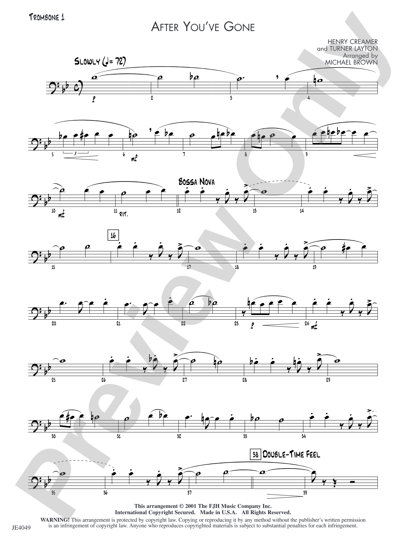 After You've Gone: Trombone 1
