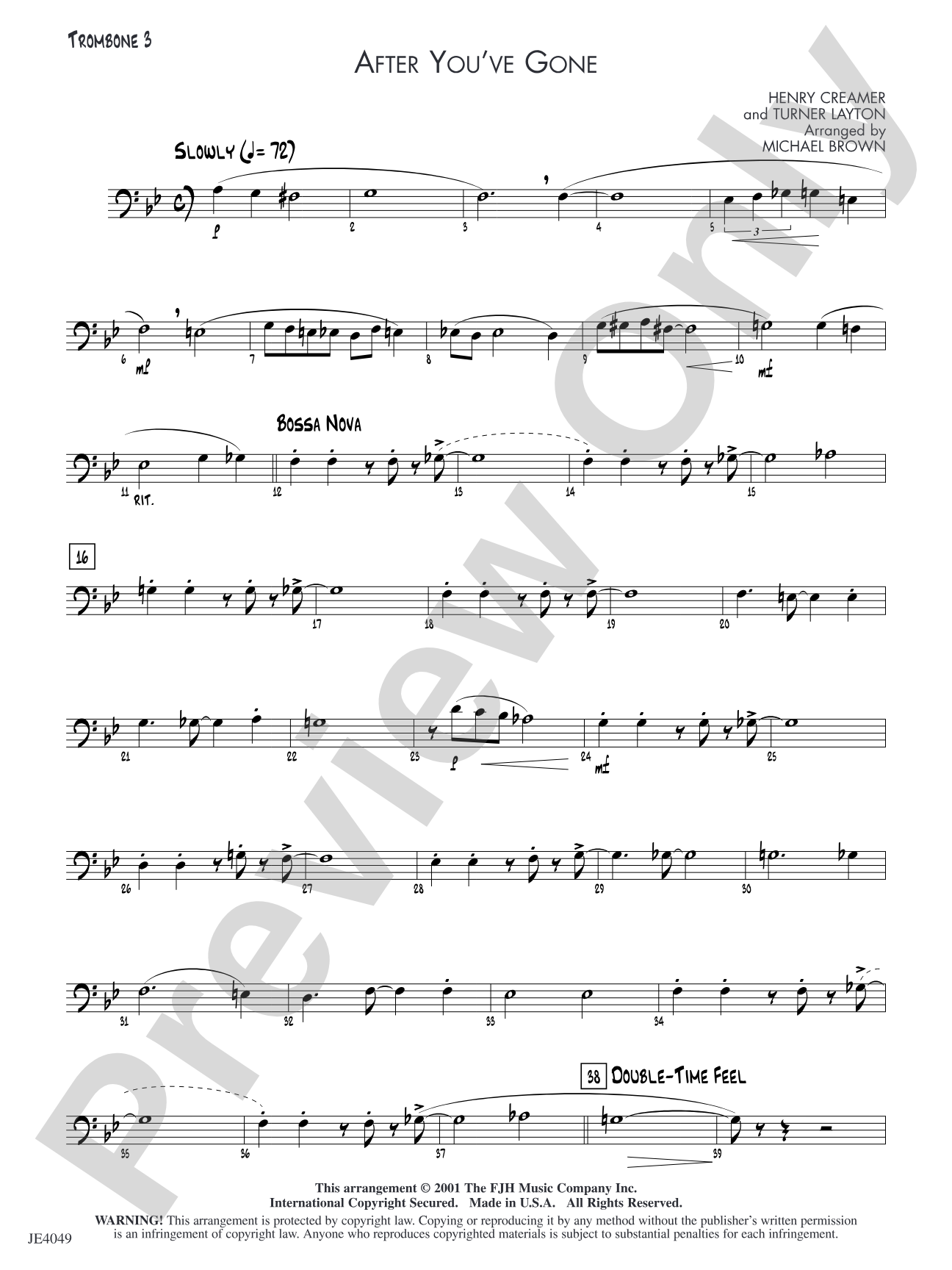 After You've Gone: Trombone 3
