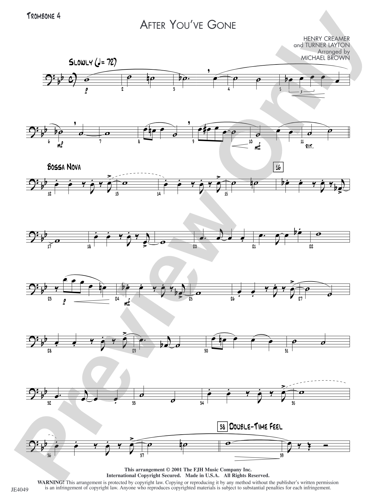 After You've Gone: Trombone 4