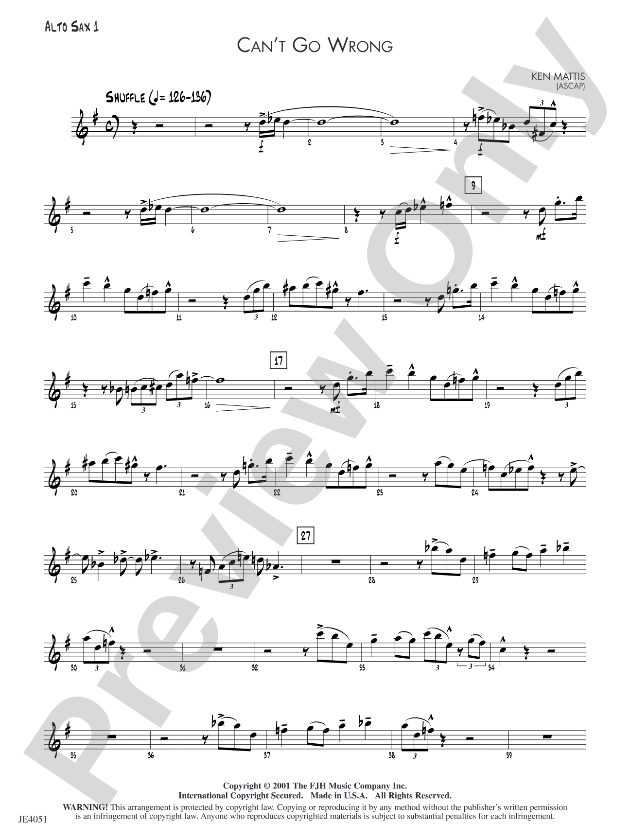 Can't Go Wrong: Alto Sax 1