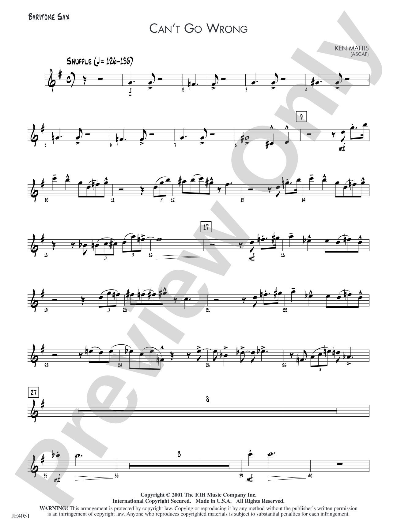 Can't Go Wrong: Baritone Sax