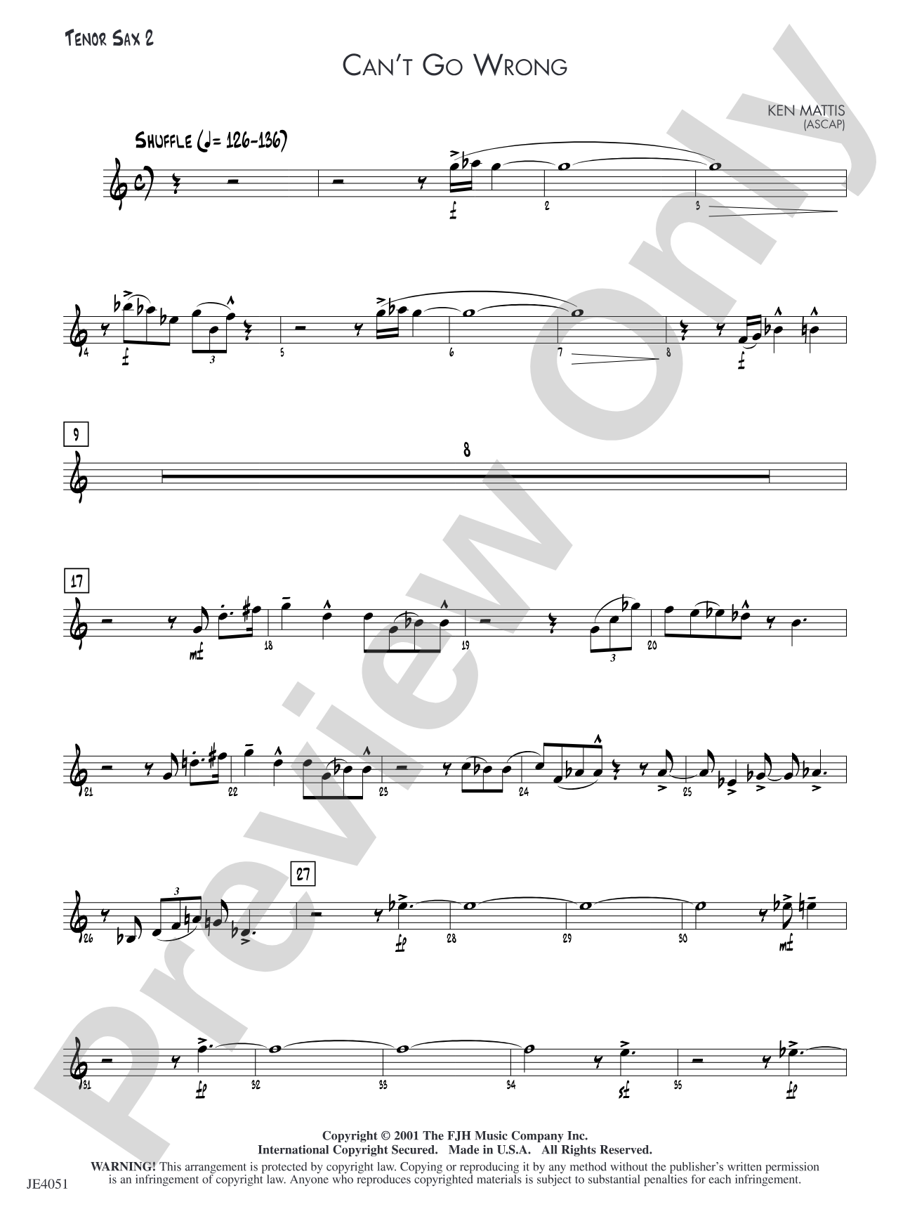 Can't Go Wrong: Tenor Sax 2