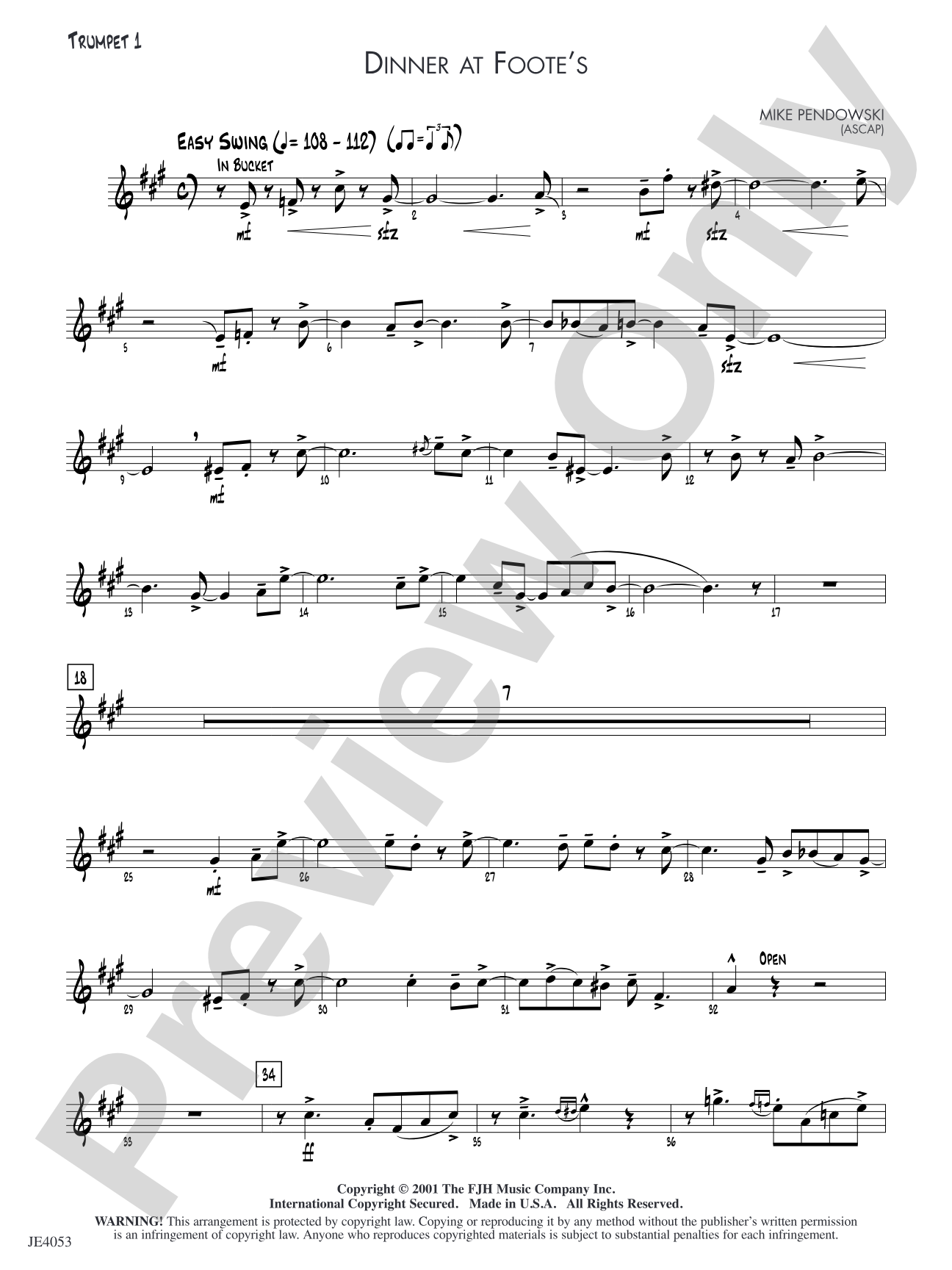 Dinner at Foote's: Trumpet 1