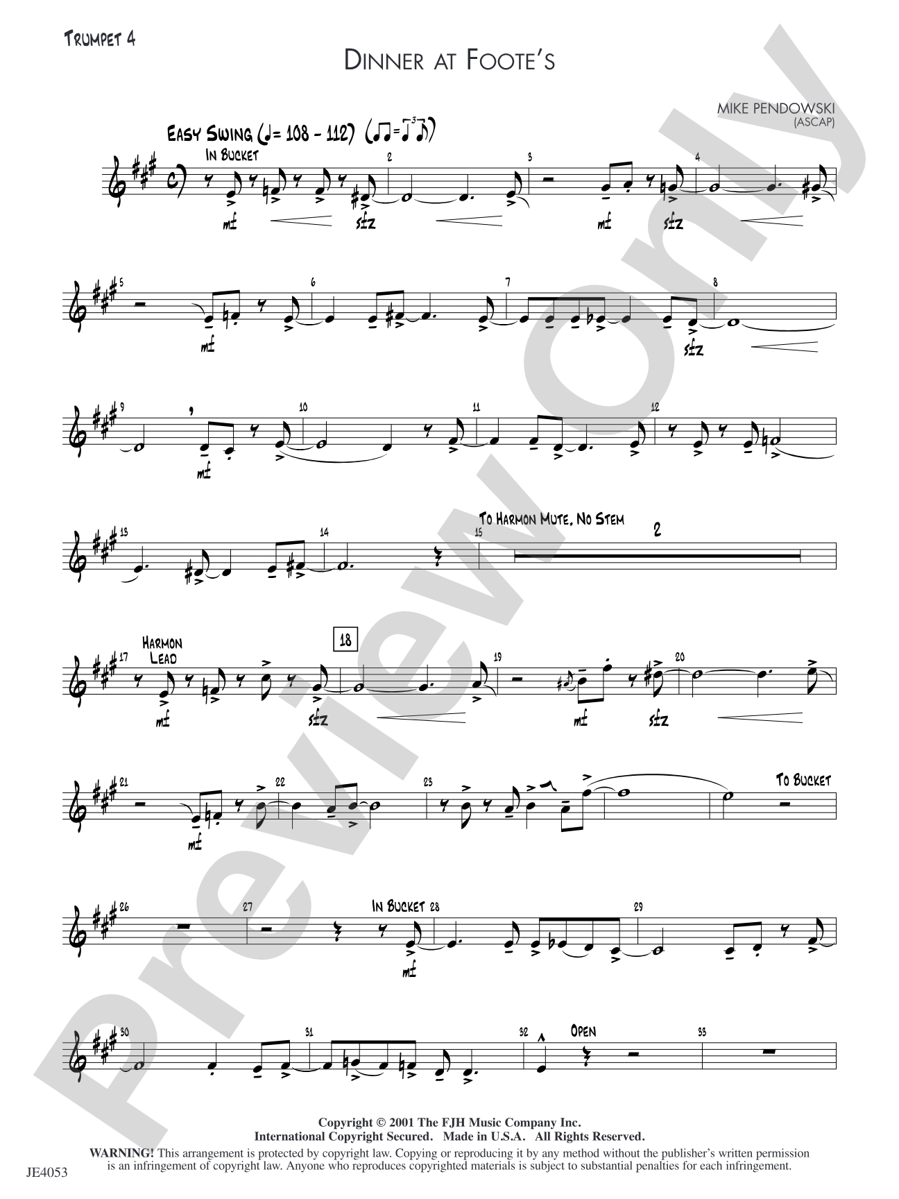 Dinner at Foote's: Trumpet 4