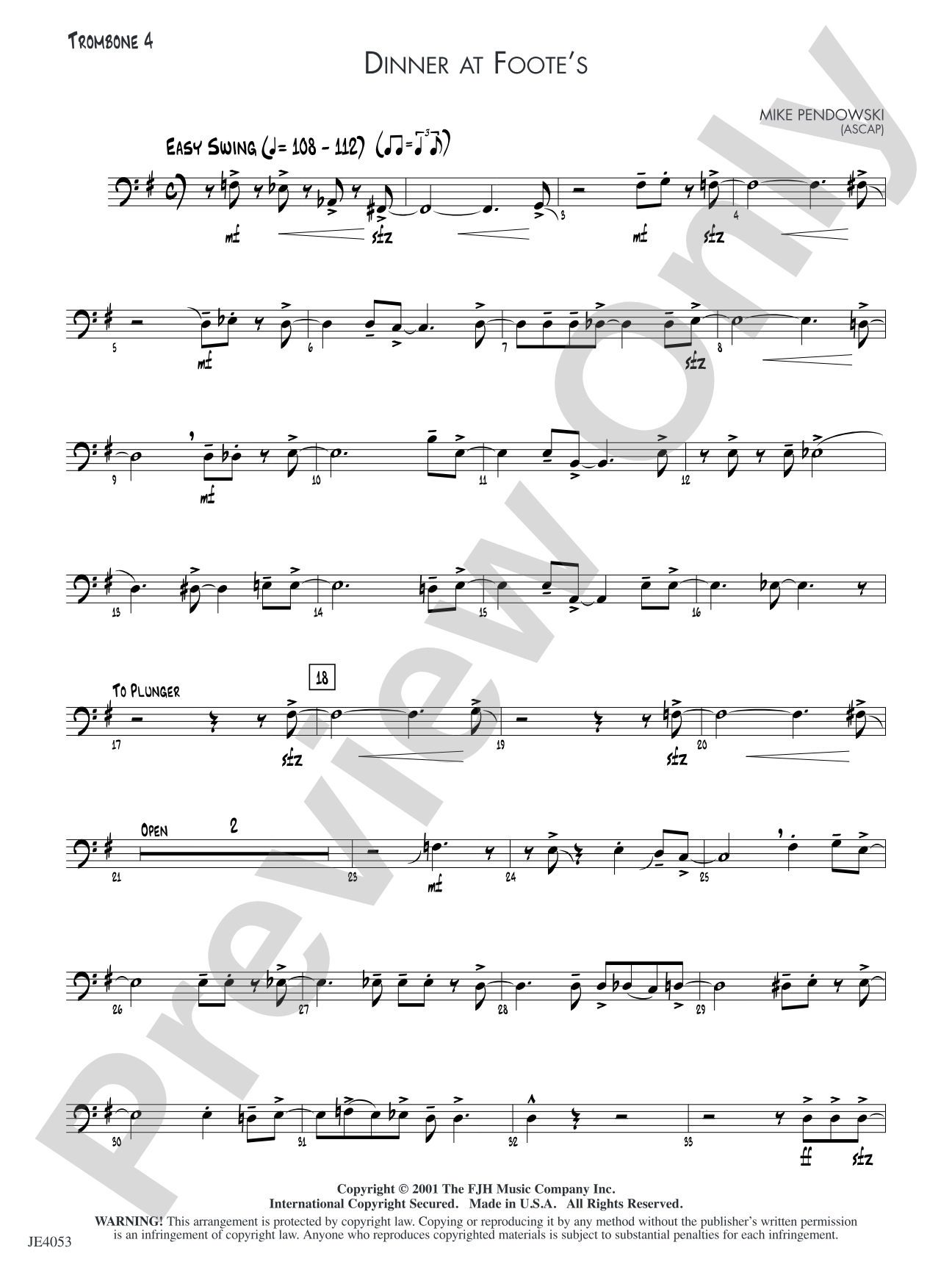 Dinner at Foote's: Trombone 4