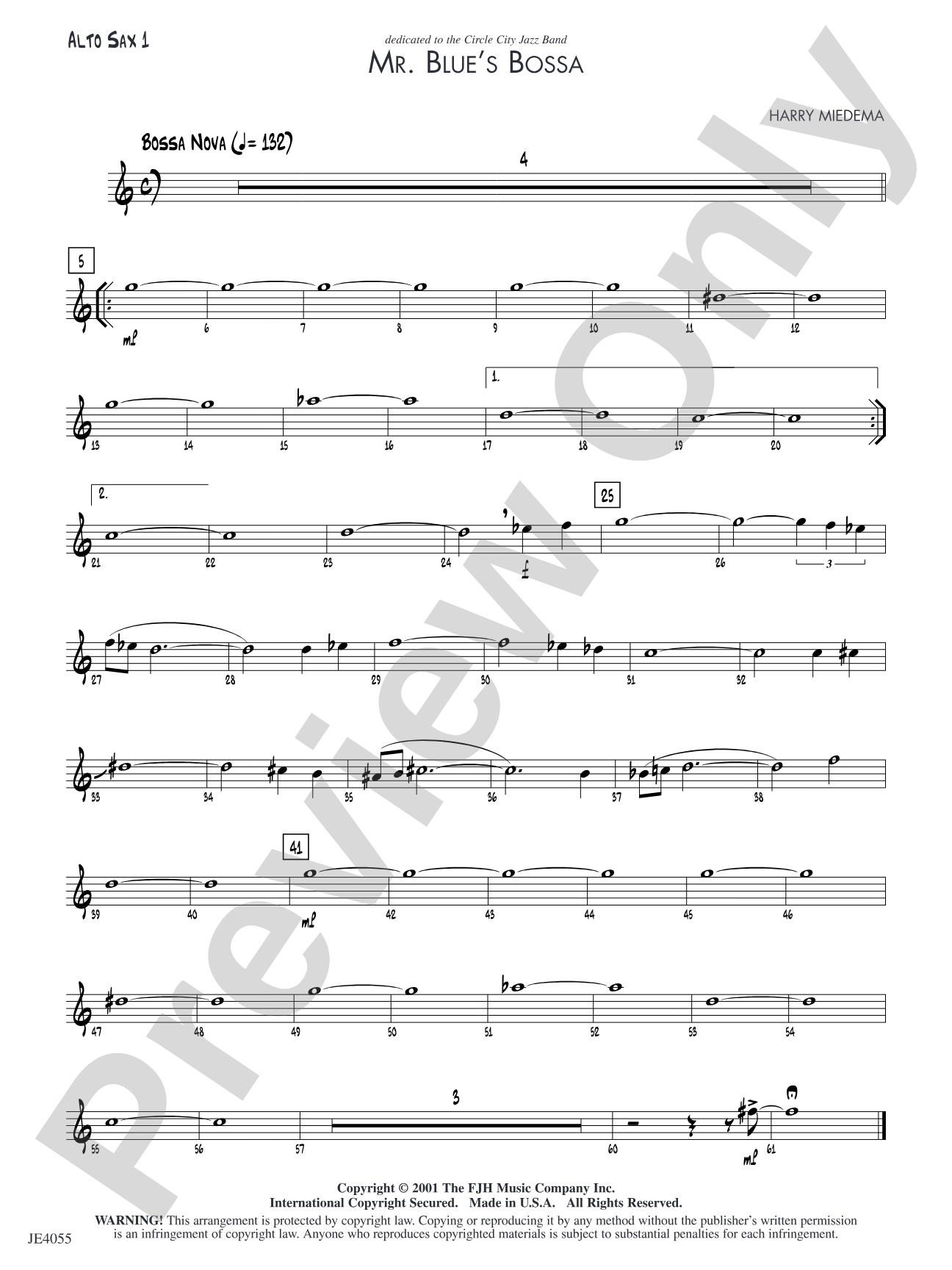 Mr. Blue's Bossa: Alto Sax 1