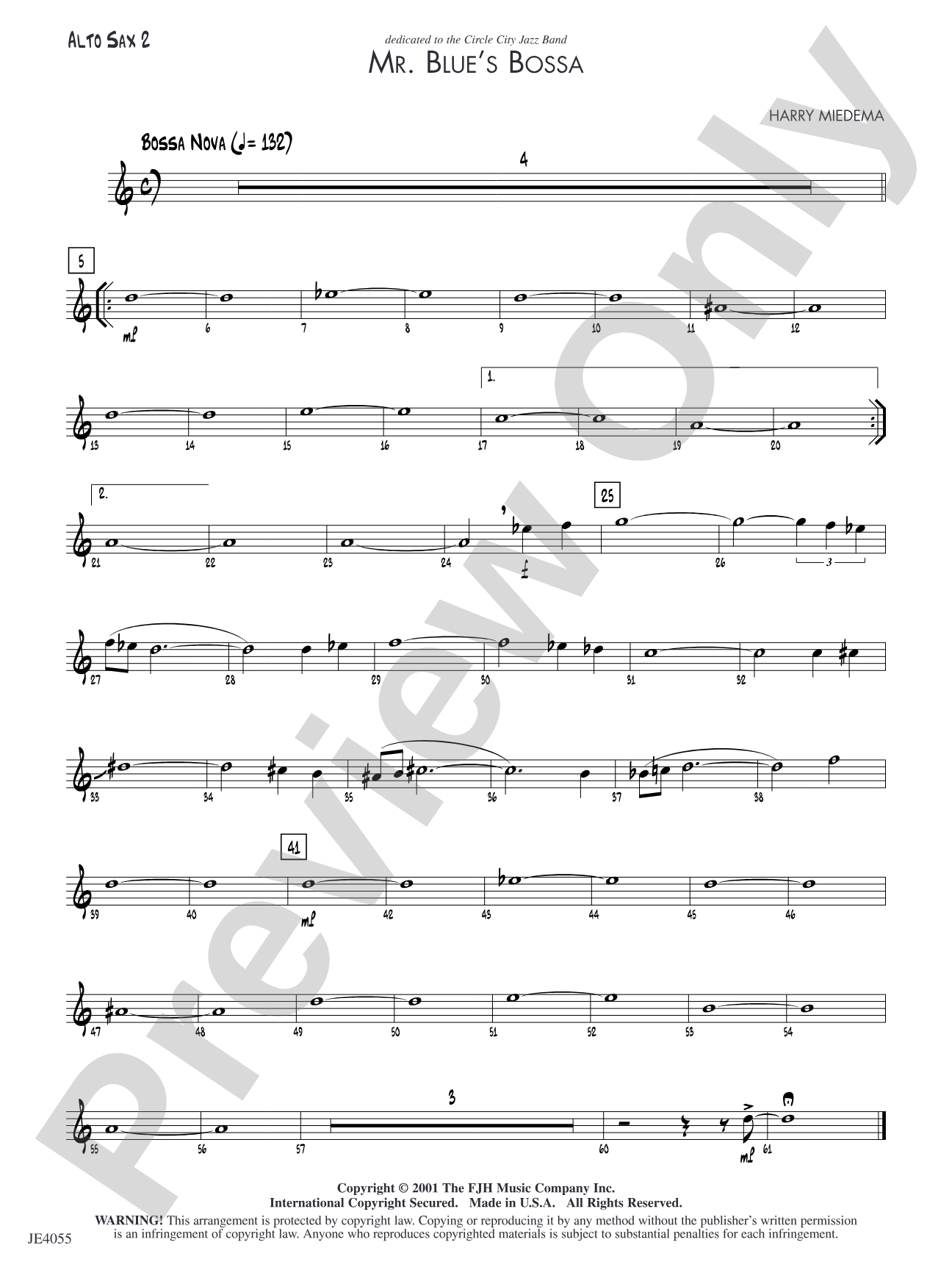 Mr. Blue's Bossa: Alto Sax 2