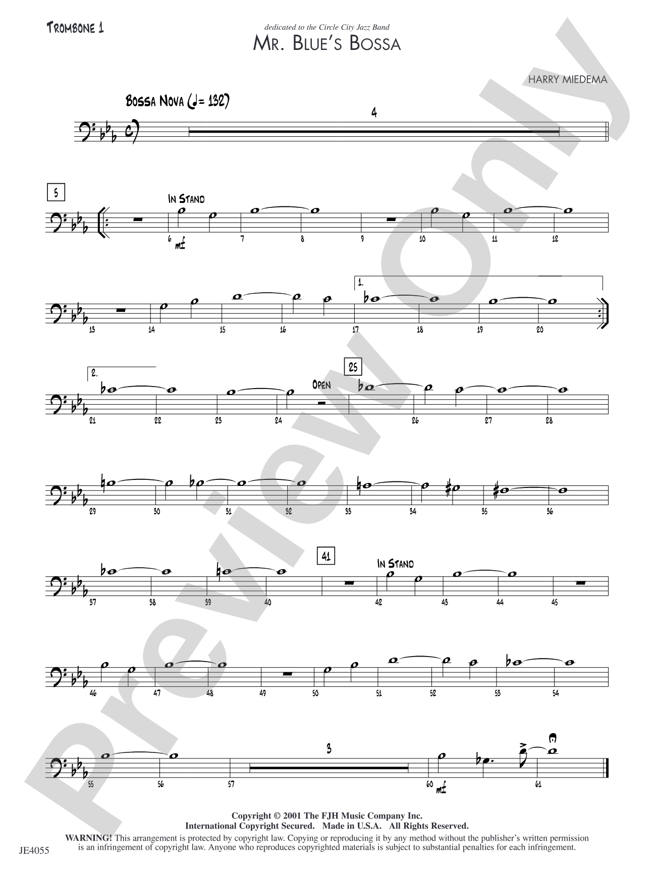 Mr. Blue's Bossa: Trombone 1