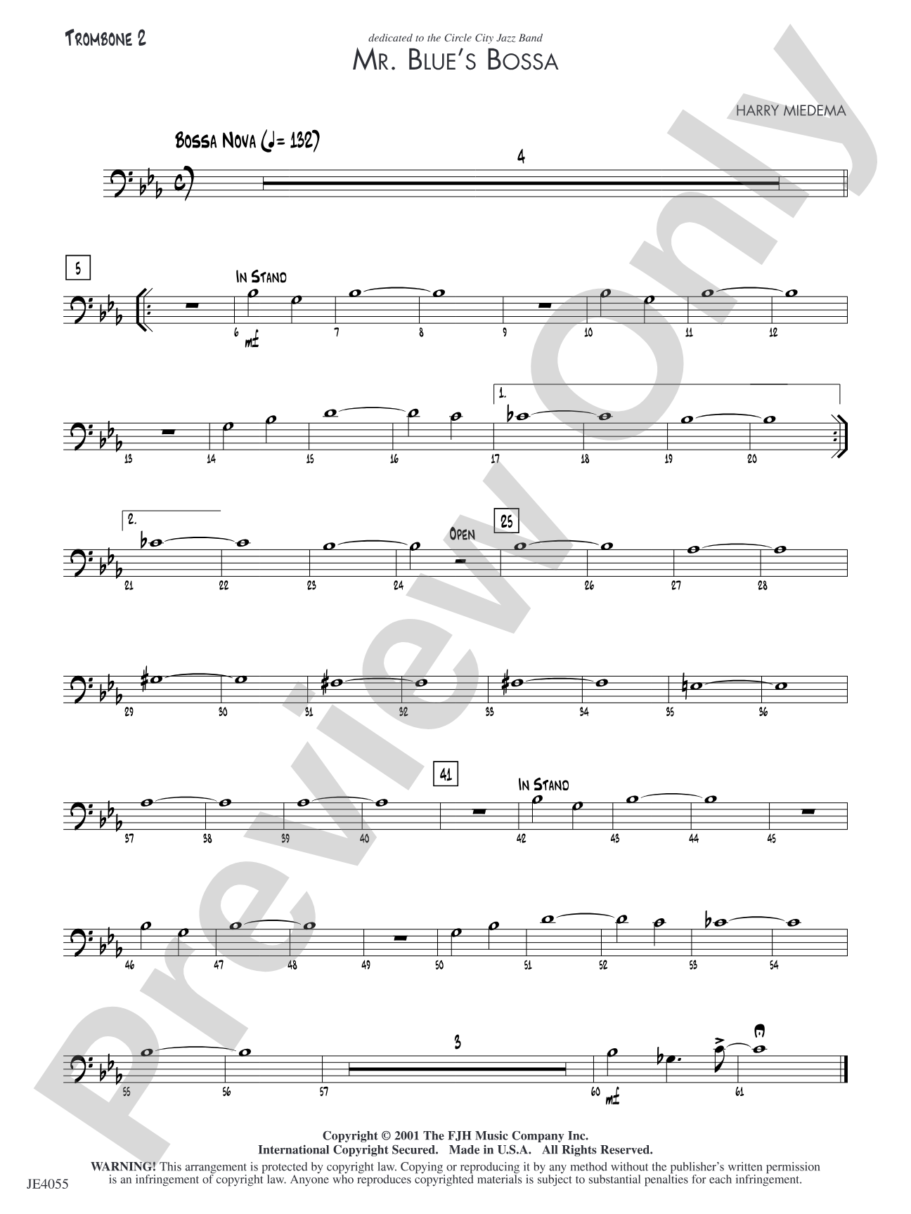 Mr. Blue's Bossa: Trombone 2