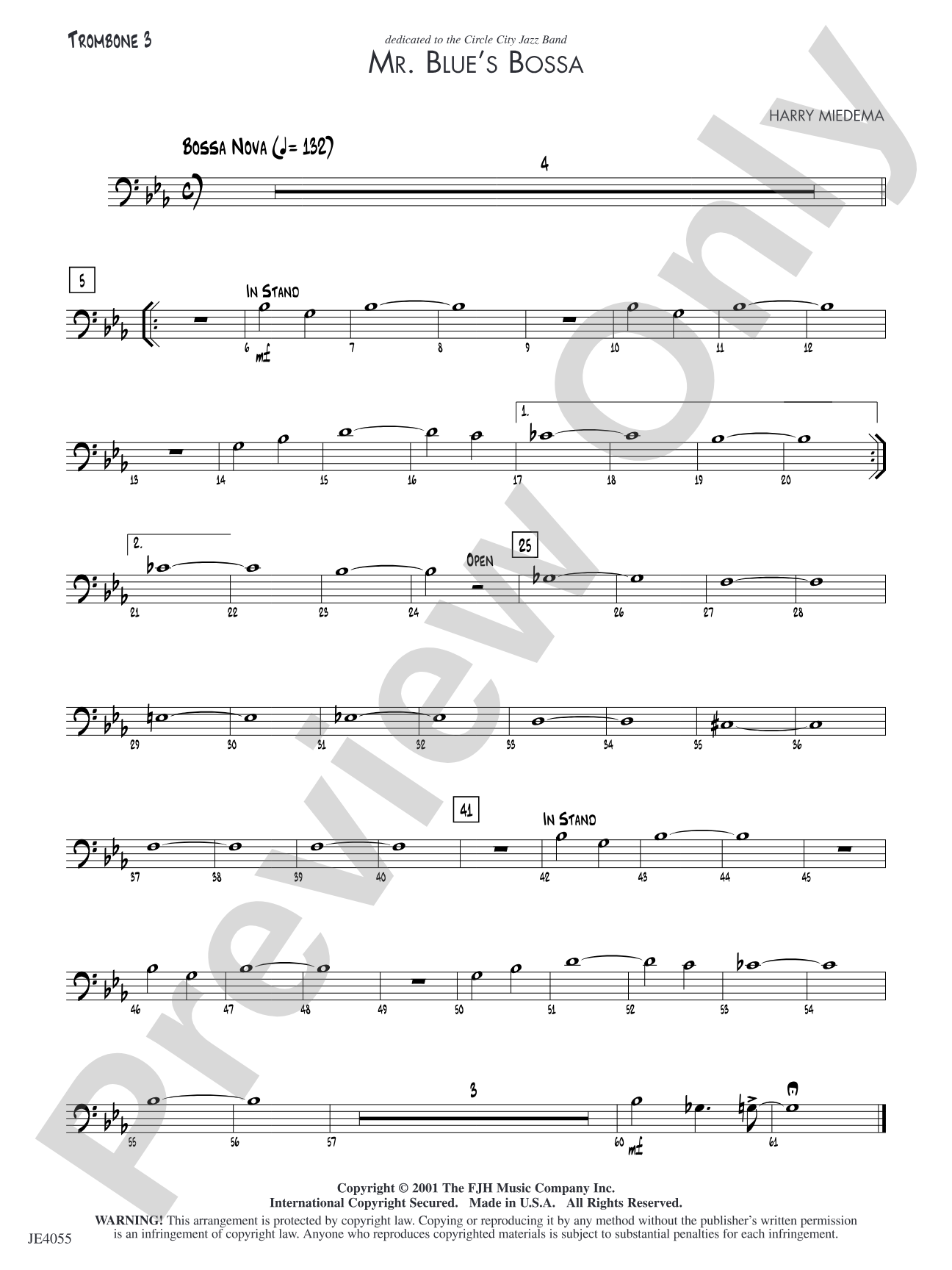 Mr. Blue's Bossa: Trombone 3