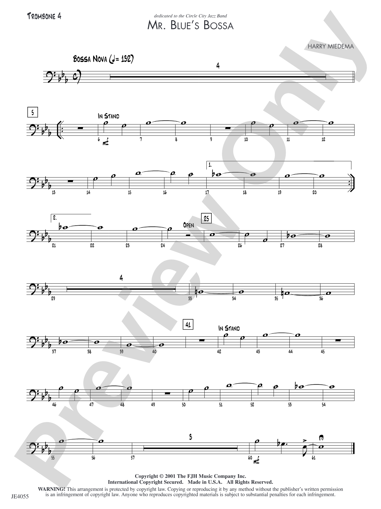 Mr. Blue's Bossa: Trombone 4