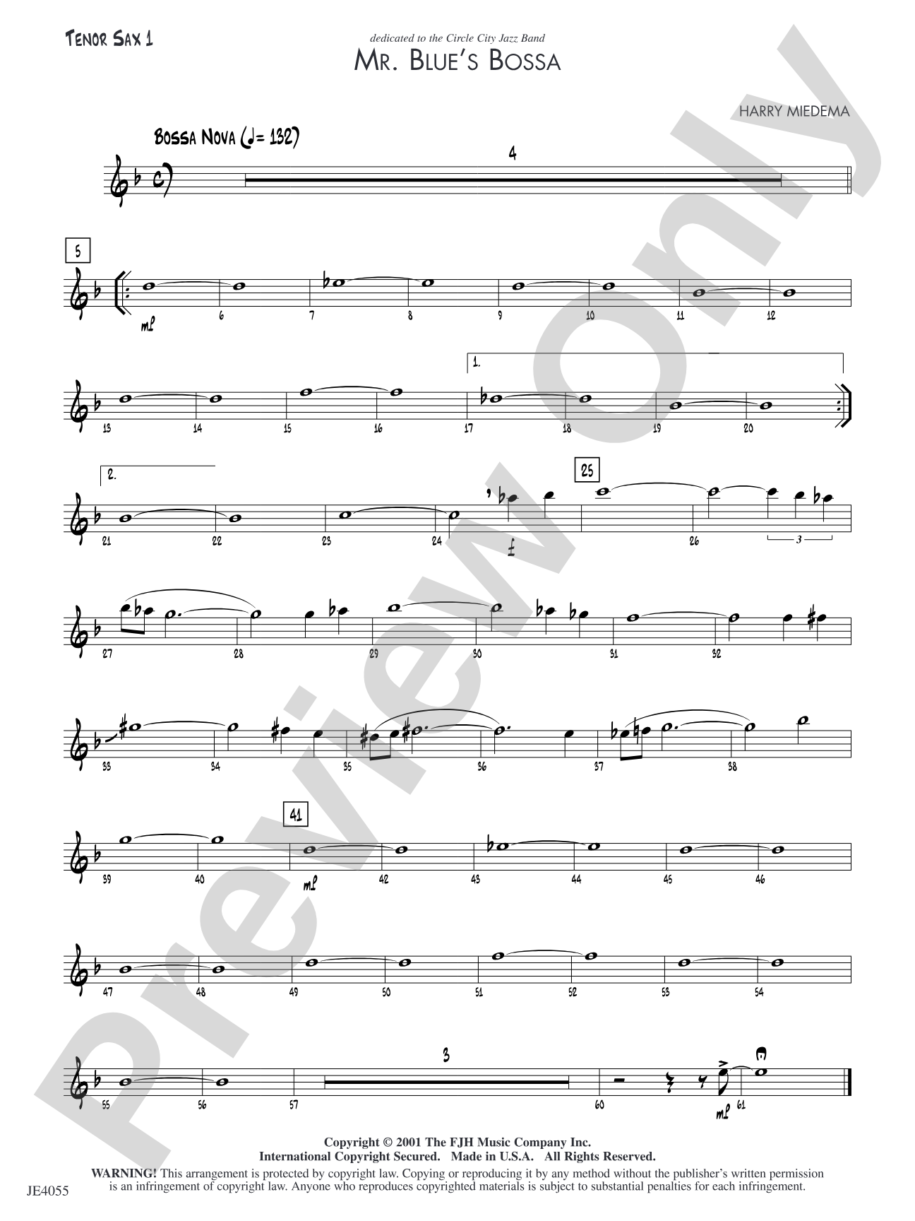 Mr. Blue's Bossa: Tenor Sax 1