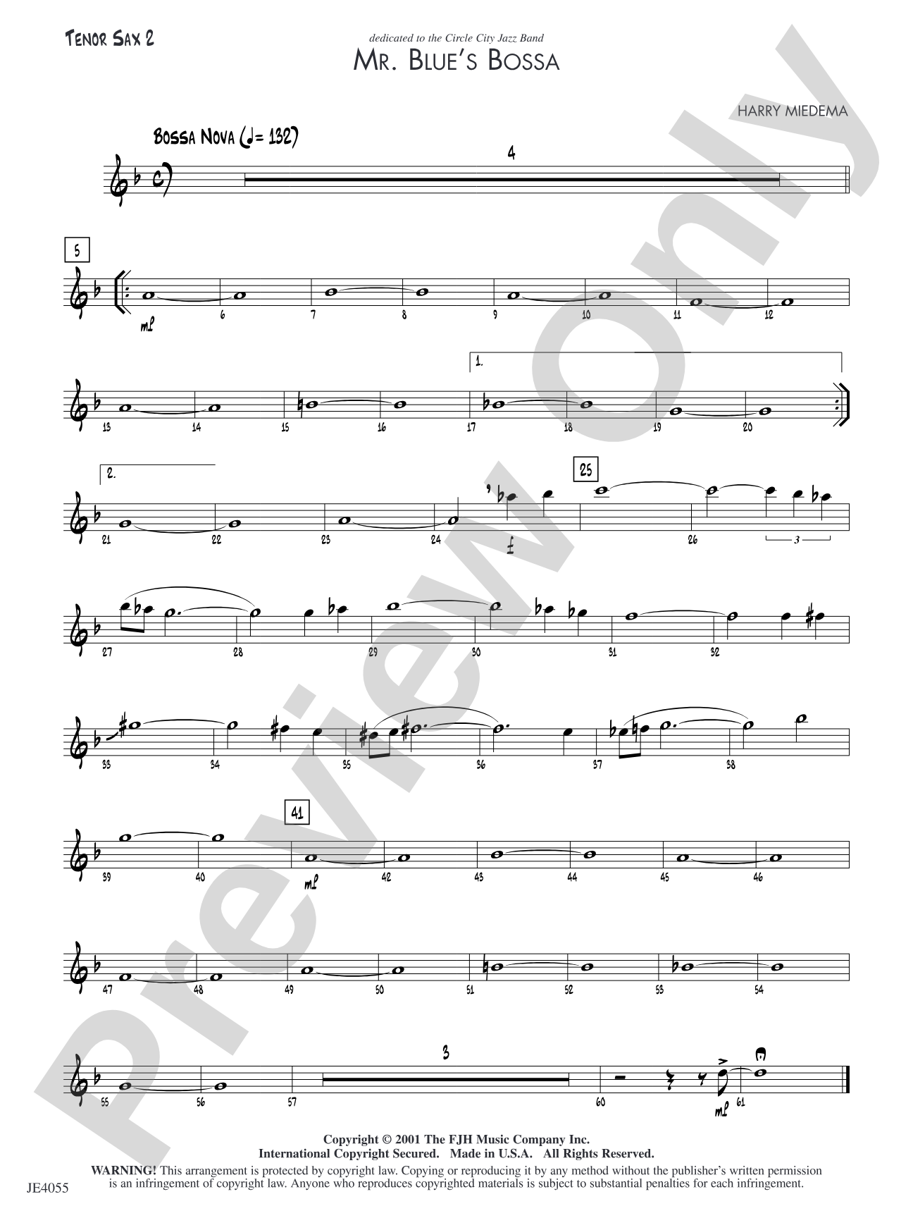 Mr. Blue's Bossa: Tenor Sax 2
