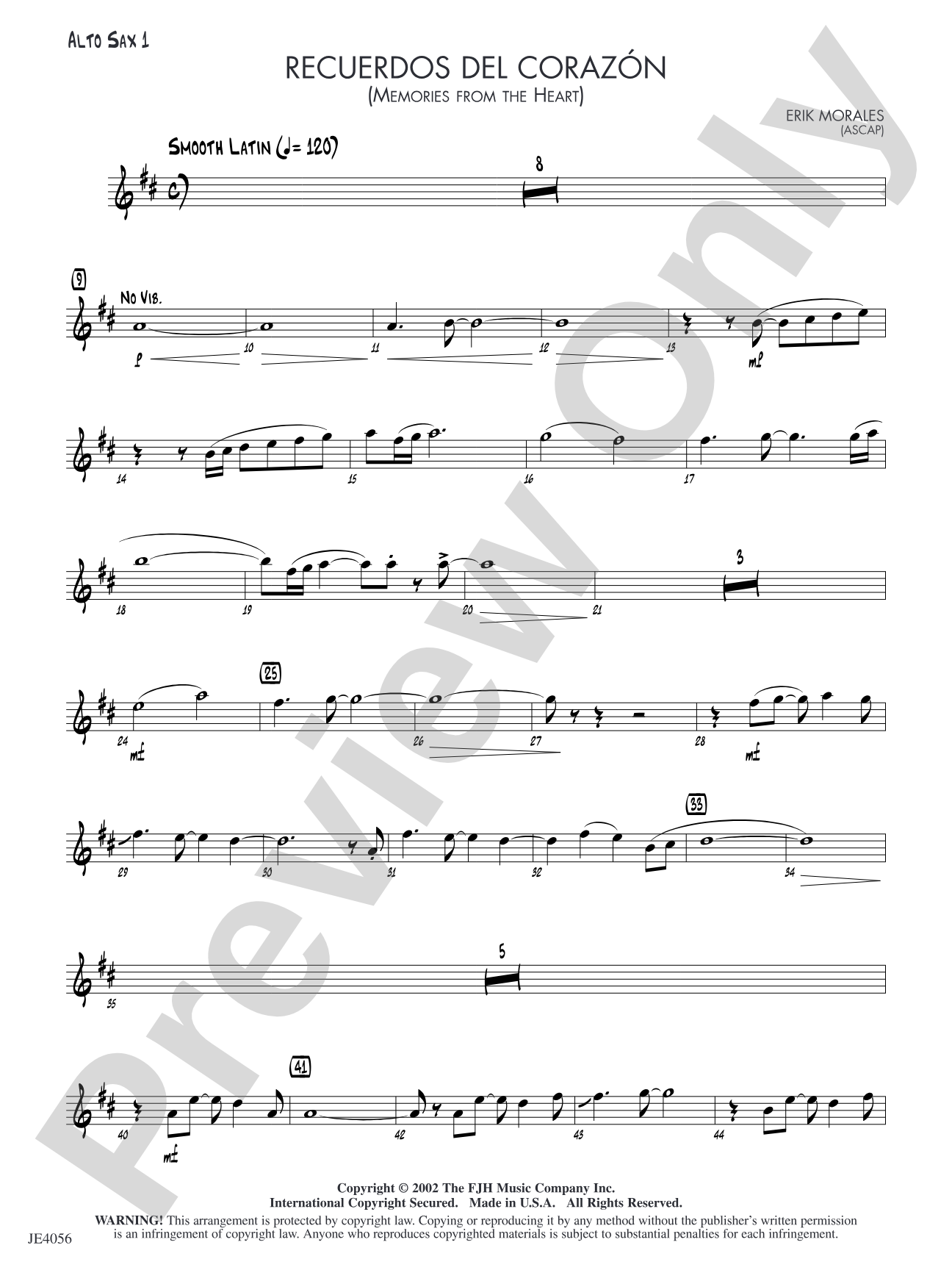 Recuerdos del corazón (Memories from the Heart): Alto Sax 1