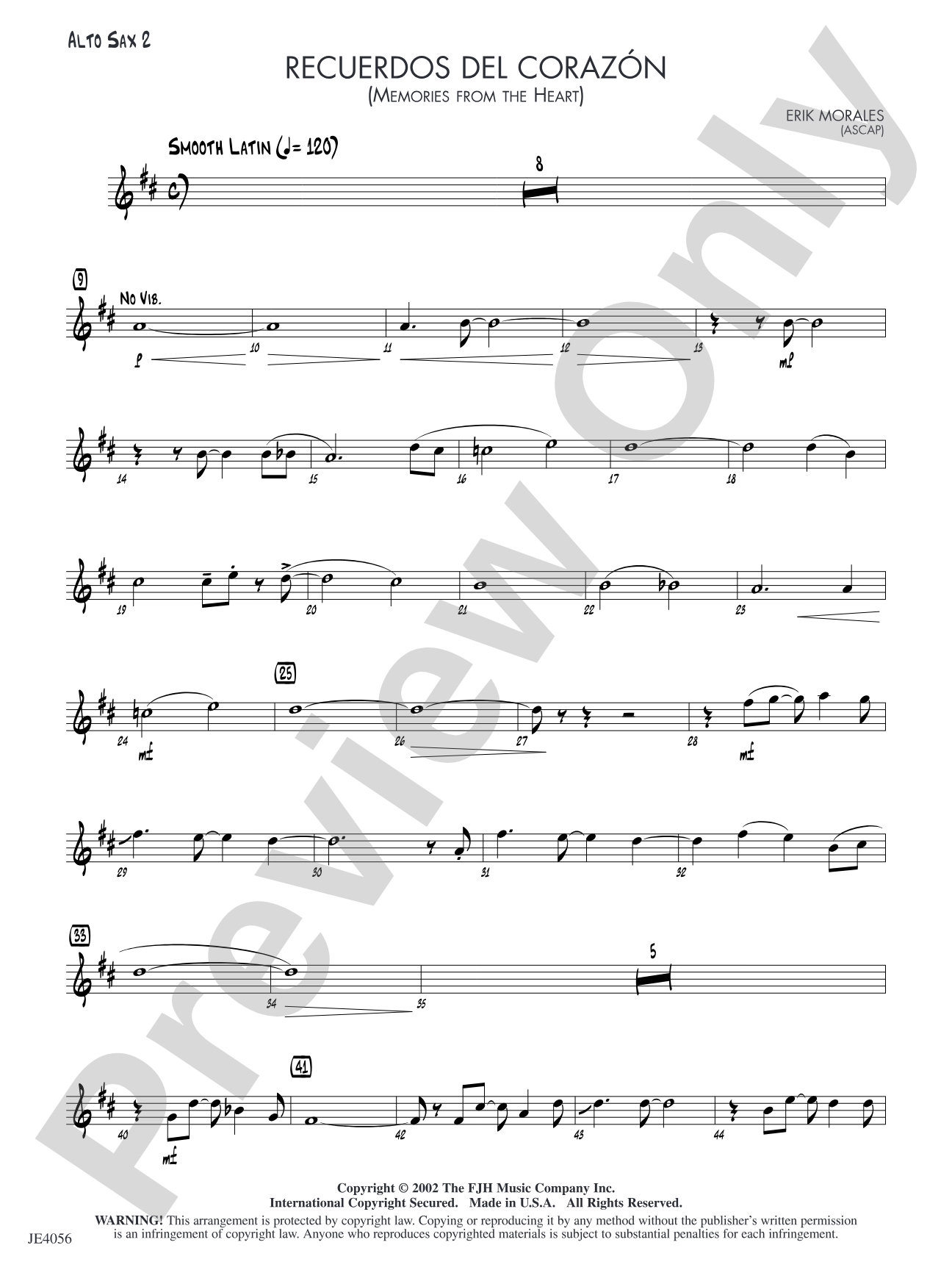 Recuerdos del corazón (Memories from the Heart): Alto Sax 2