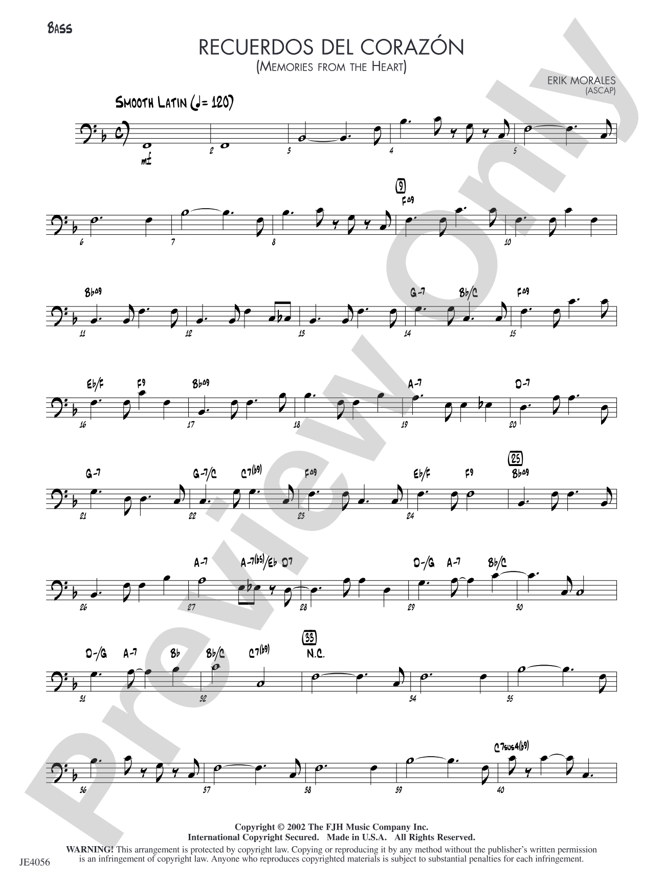 Recuerdos del corazón (Memories from the Heart): Bass