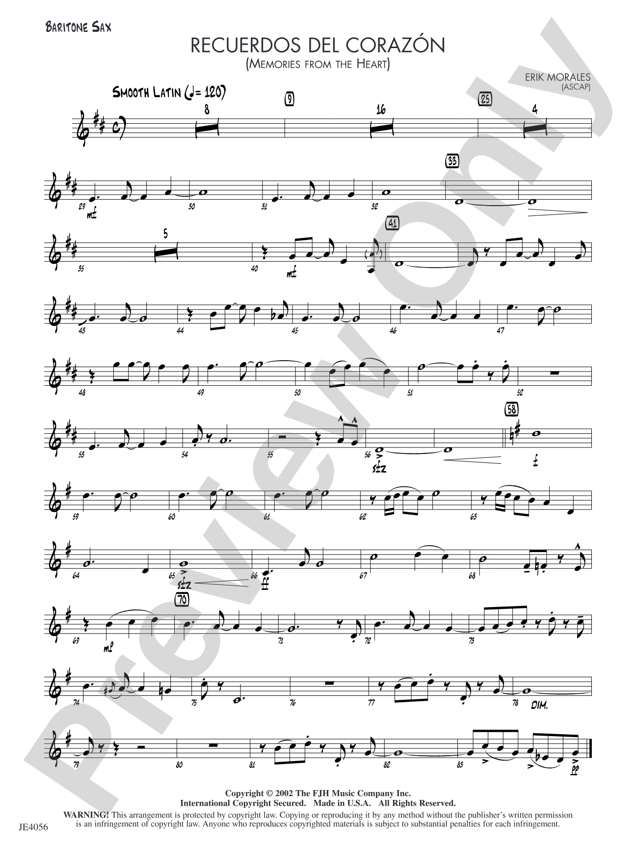 Recuerdos del corazón (Memories from the Heart): Baritone Sax