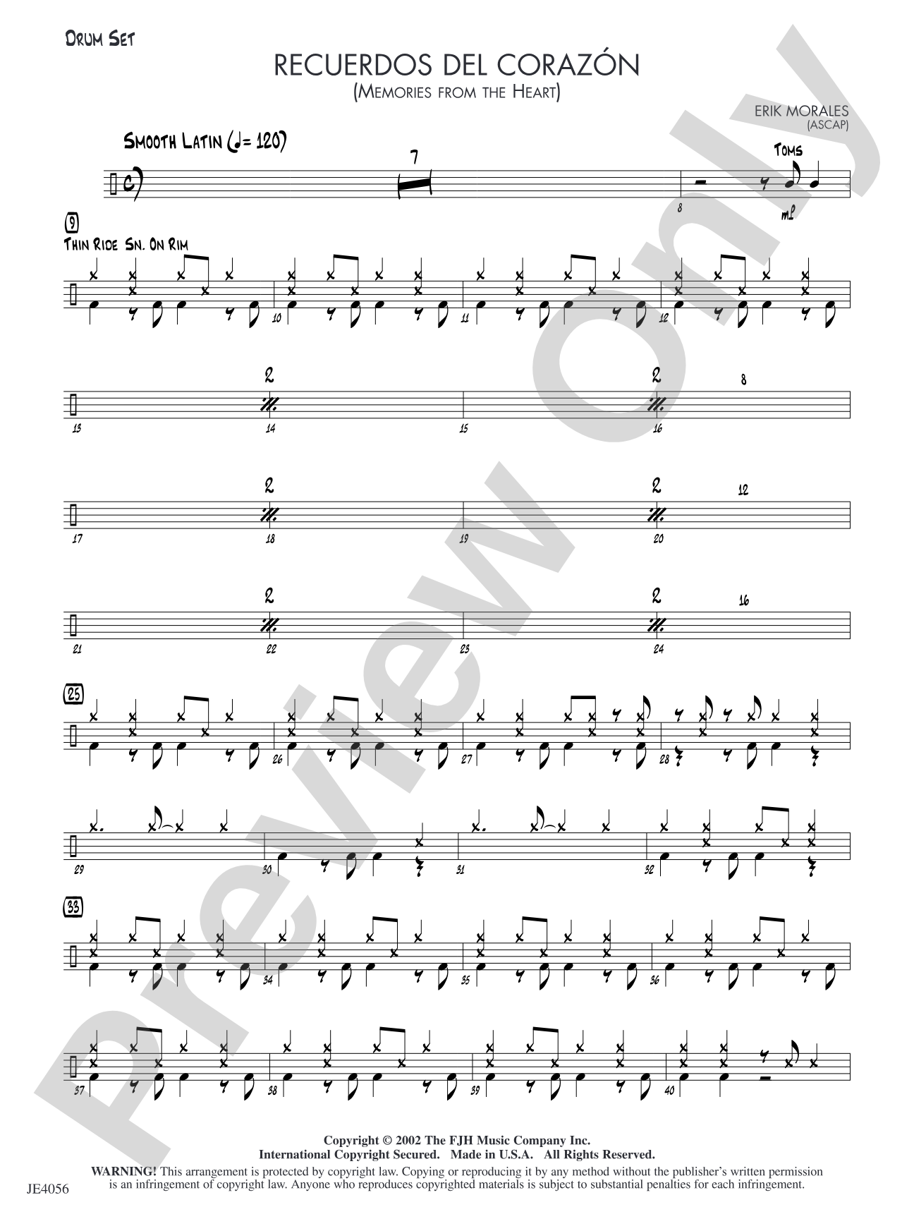 Recuerdos del corazón (Memories from the Heart): Drum Set