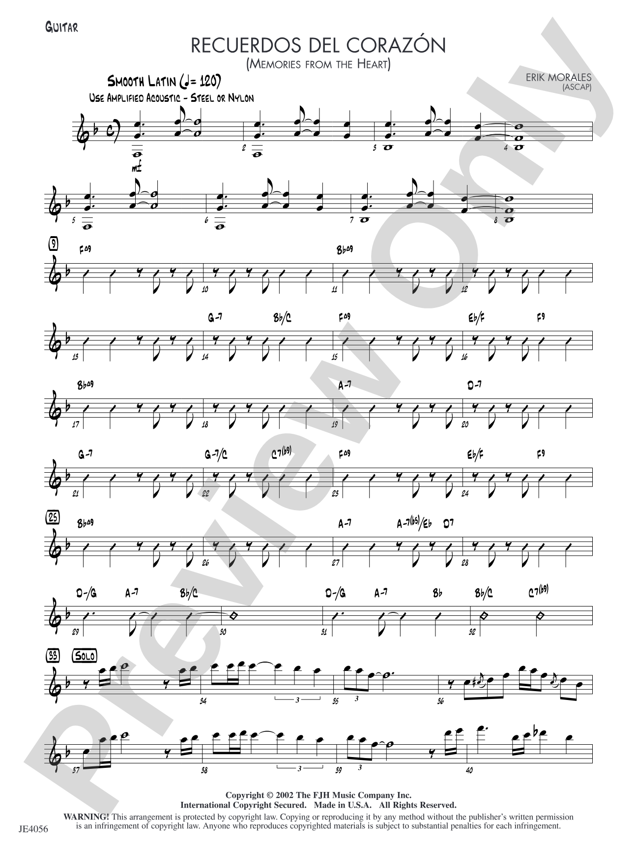 Recuerdos del corazón (Memories from the Heart): Guitar