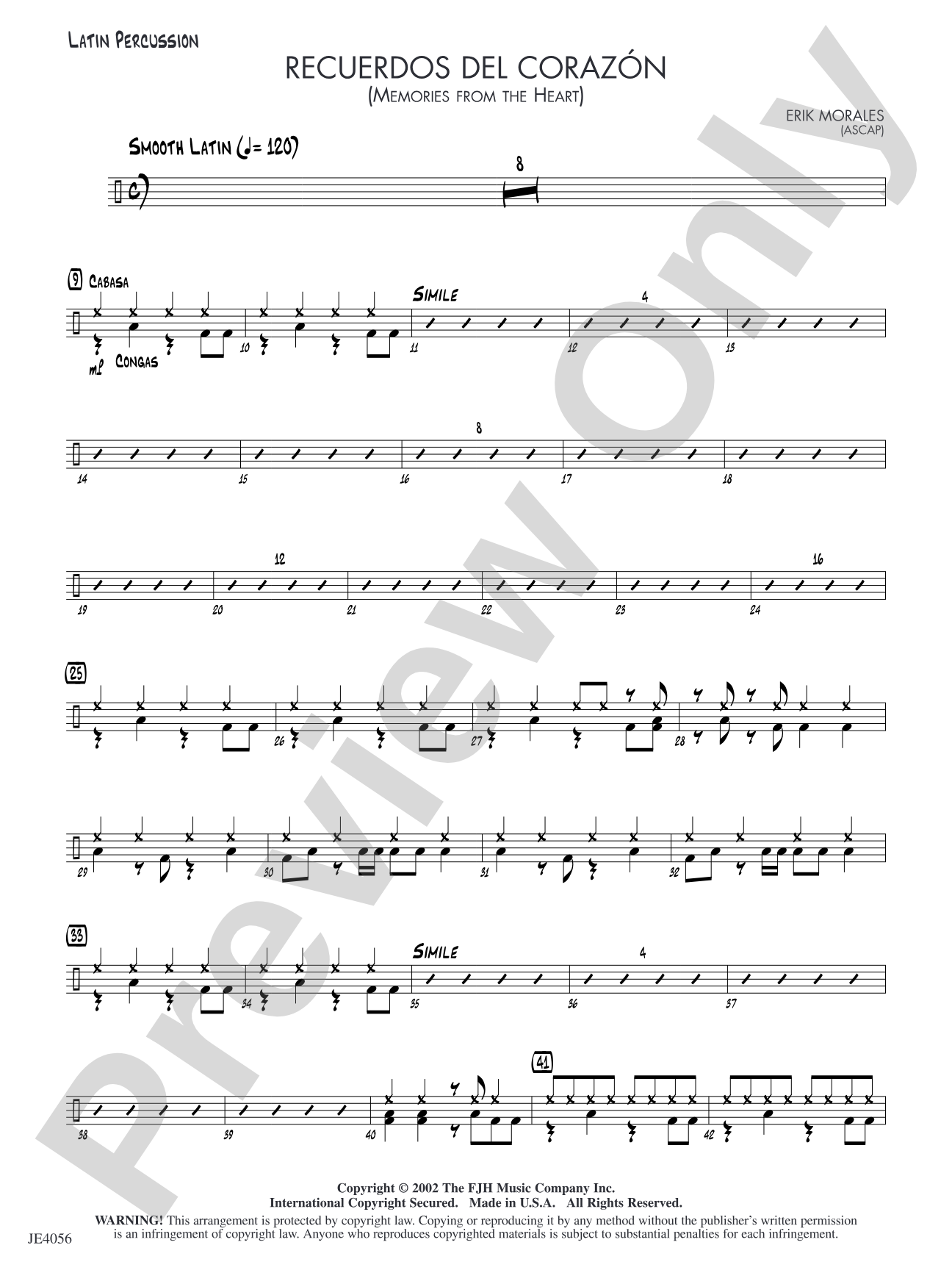 Recuerdos del corazón (Memories from the Heart): Opt. Latin Percussion
