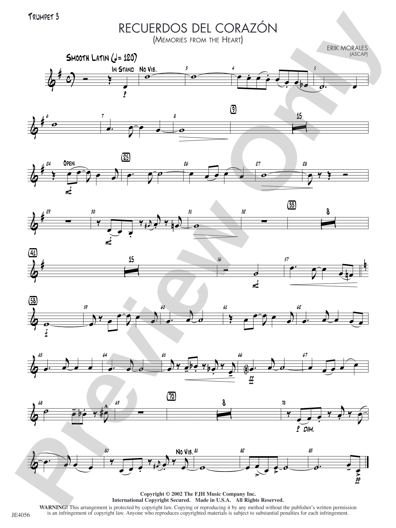 Recuerdos del corazón (Memories from the Heart): Trumpet 3