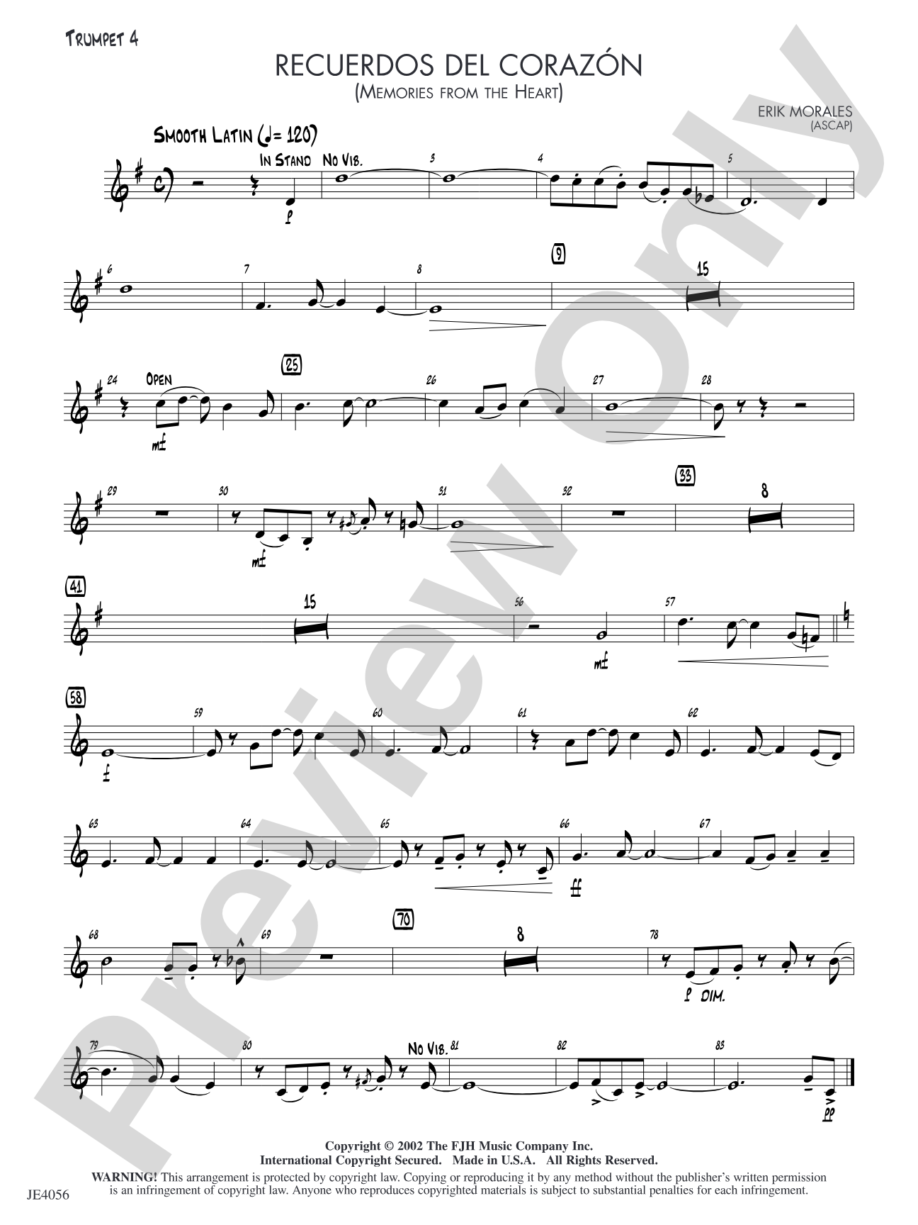 Recuerdos del corazón (Memories from the Heart): Trumpet 4