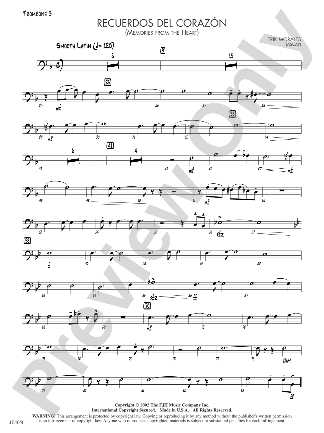Recuerdos del corazón (Memories from the Heart): Trombone 3