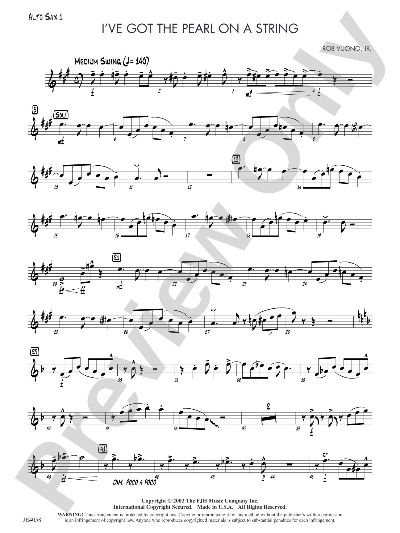 I've Got the Pearl on a String: Alto Sax 1