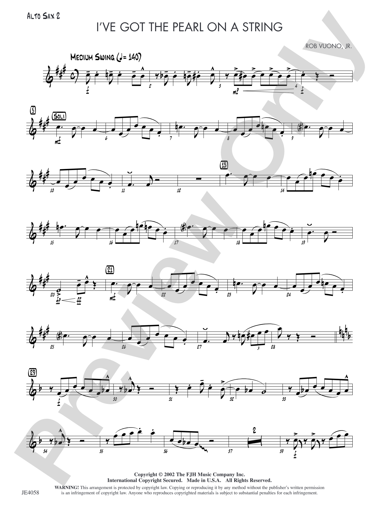 I've Got the Pearl on a String: Alto Sax 2