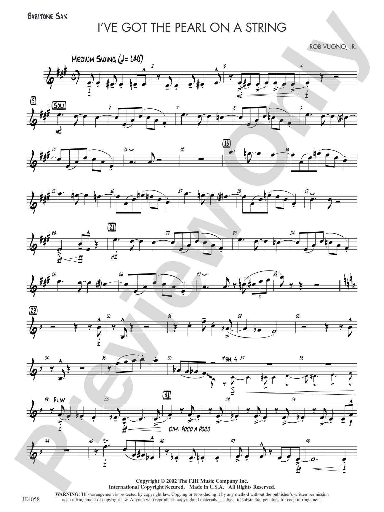 I've Got the Pearl on a String: Baritone Sax