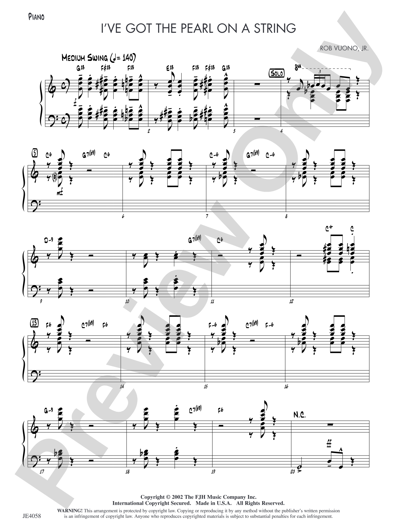 I've Got the Pearl on a String: Piano