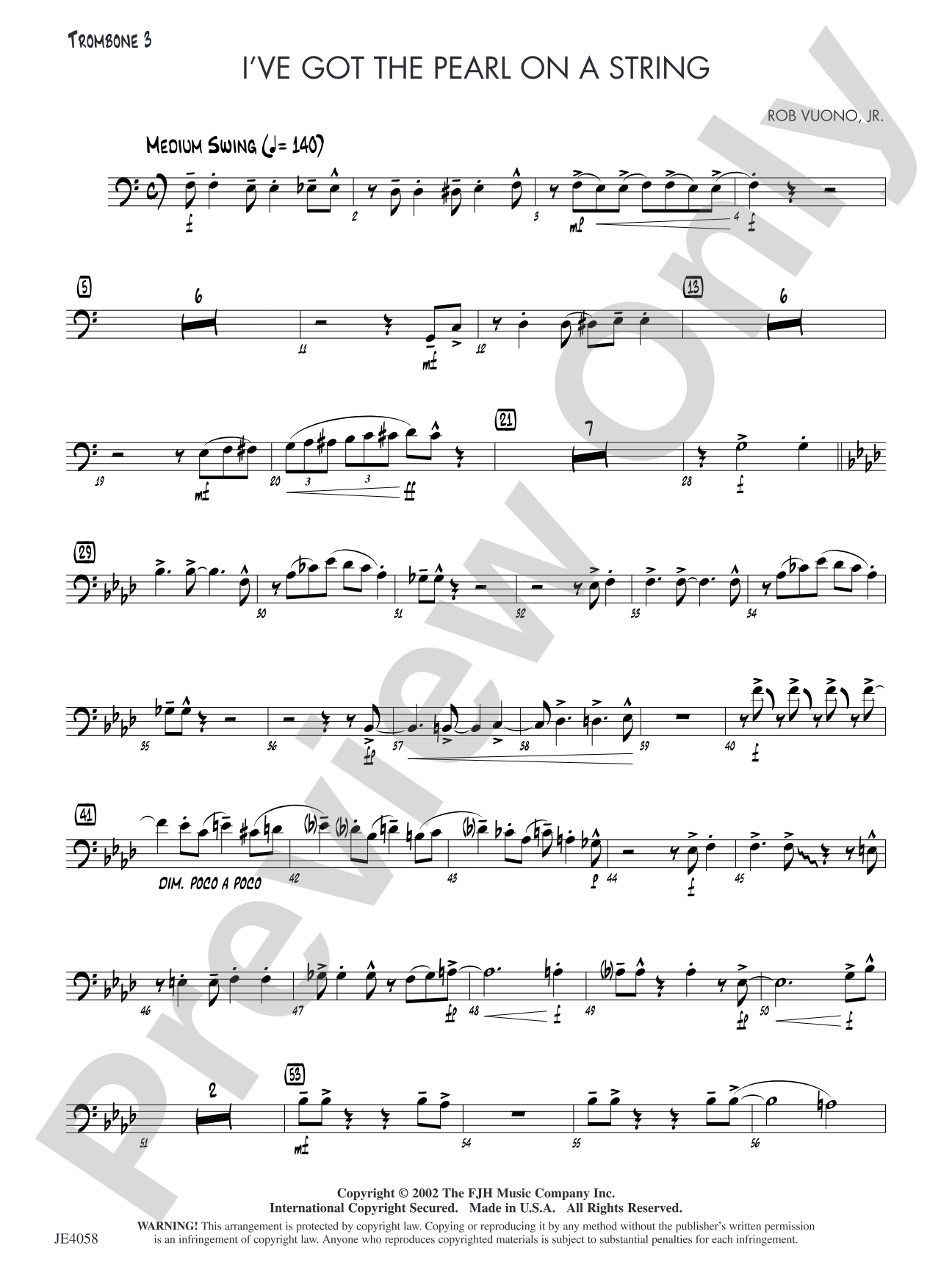 I've Got the Pearl on a String: Optional Trombone 3