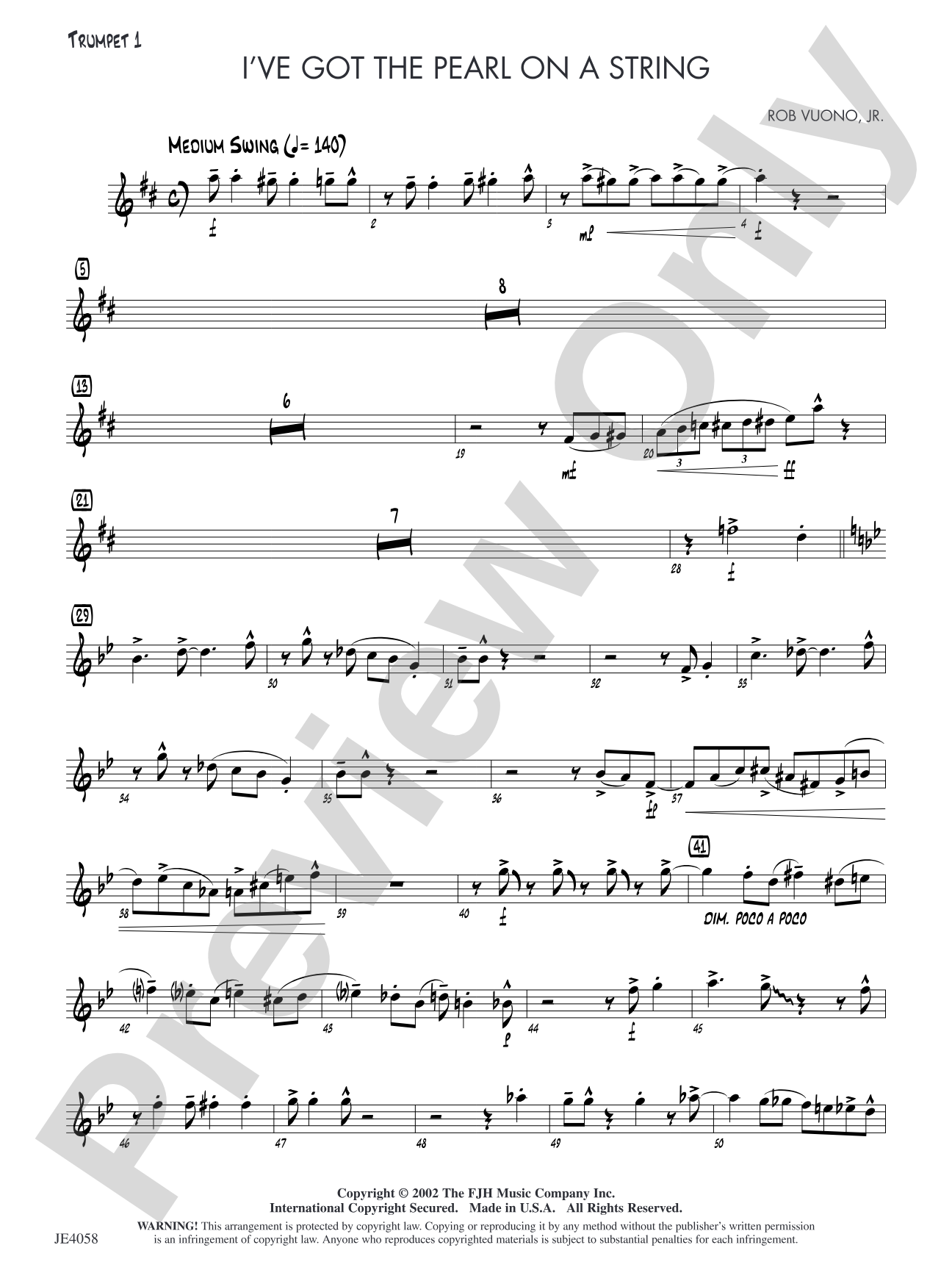 I've Got the Pearl on a String: Trumpet 1