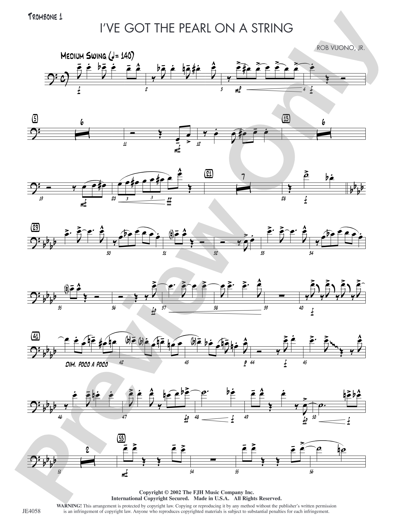 I've Got the Pearl on a String: Trombone 1