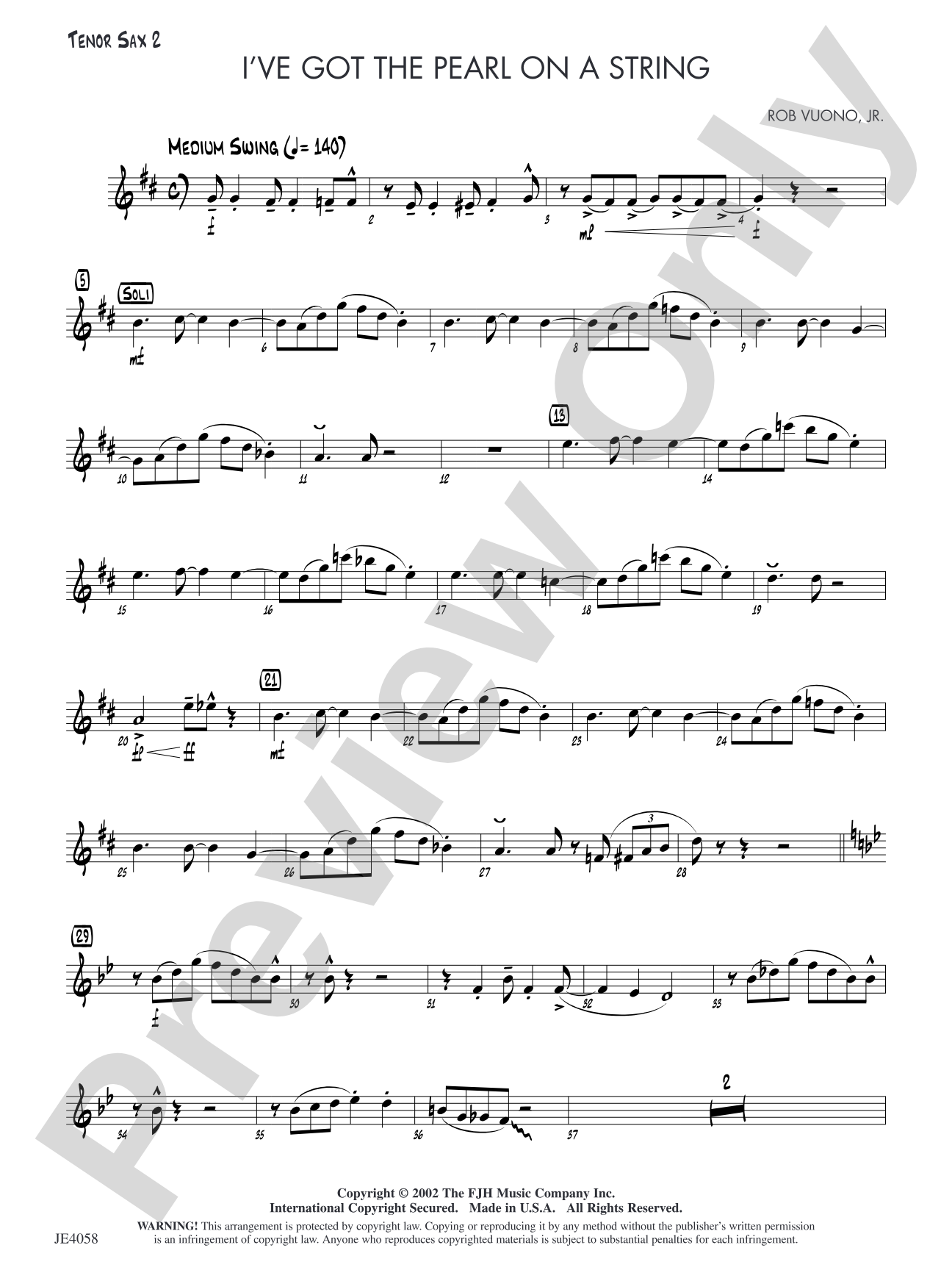 I've Got the Pearl on a String: Tenor Sax 2