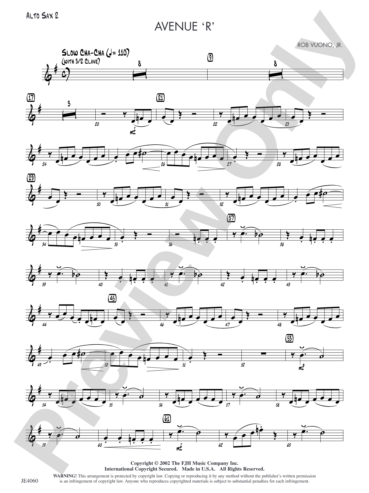 Avenue 'R': Alto Sax 2