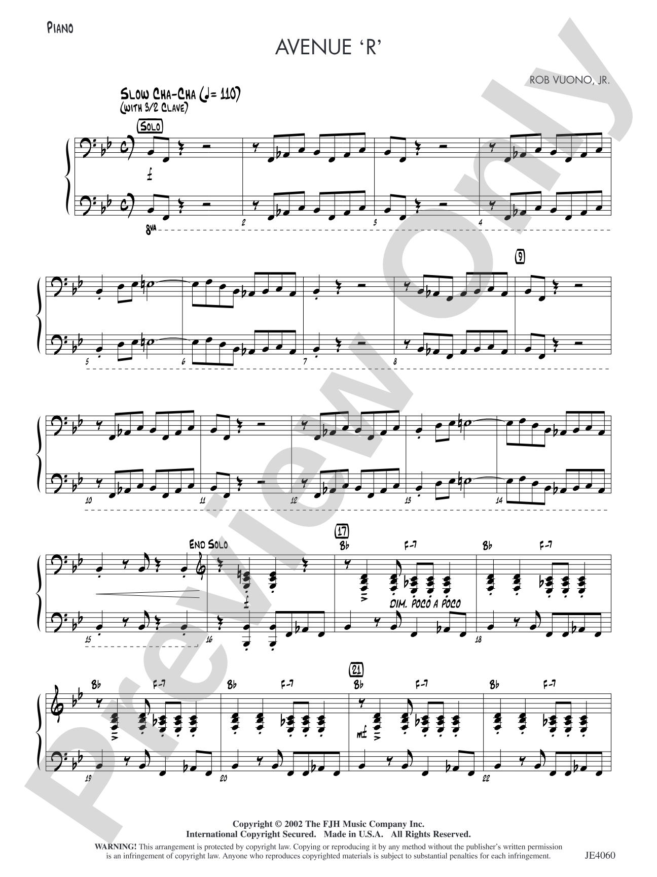 Avenue 'R': Piano