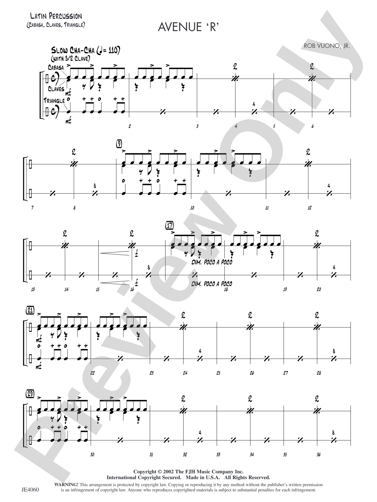 Avenue 'R': Optional Latin Percussion