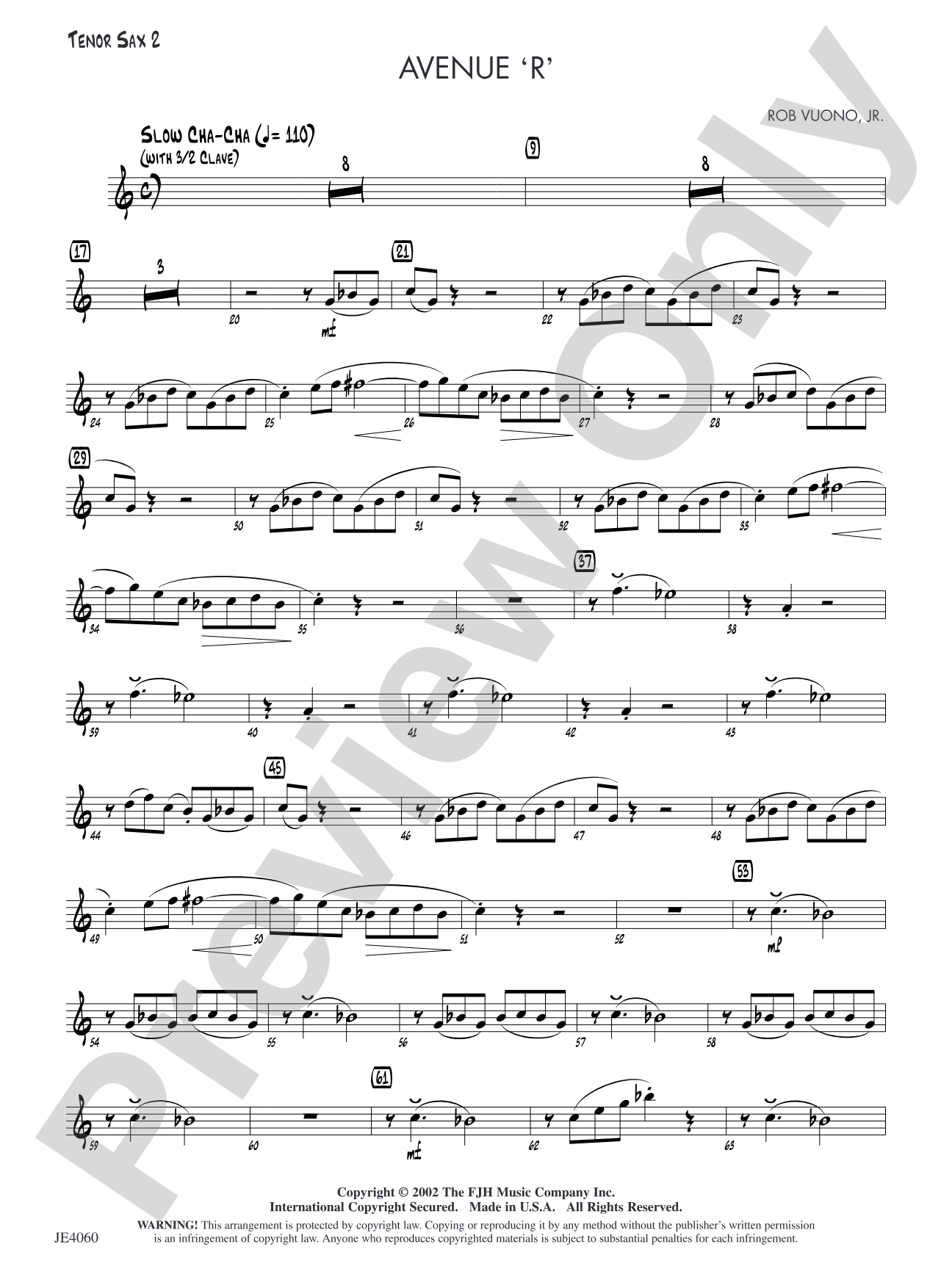 Avenue 'R': Tenor Sax 2