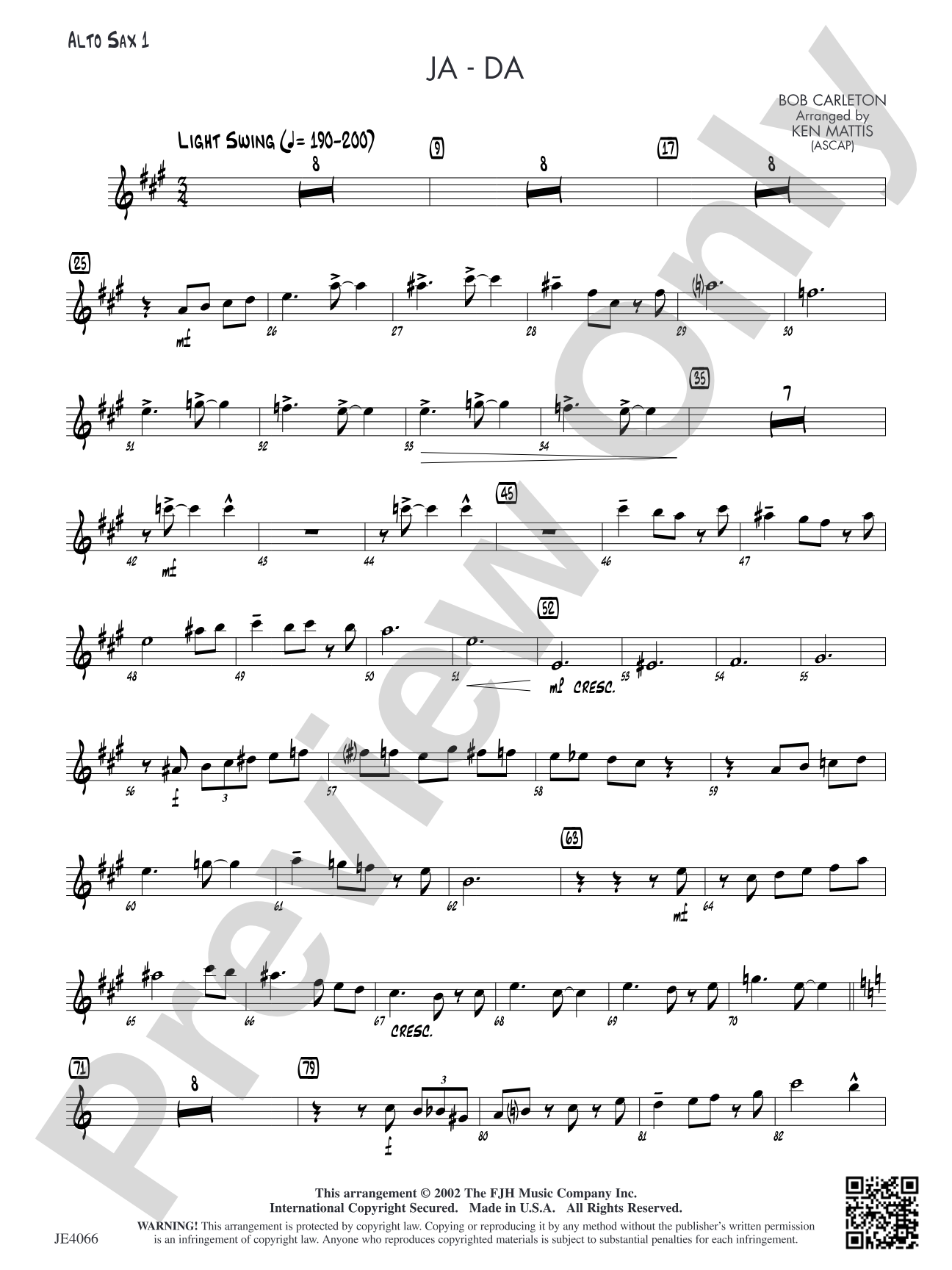 Ja-Da: Alto Sax 1