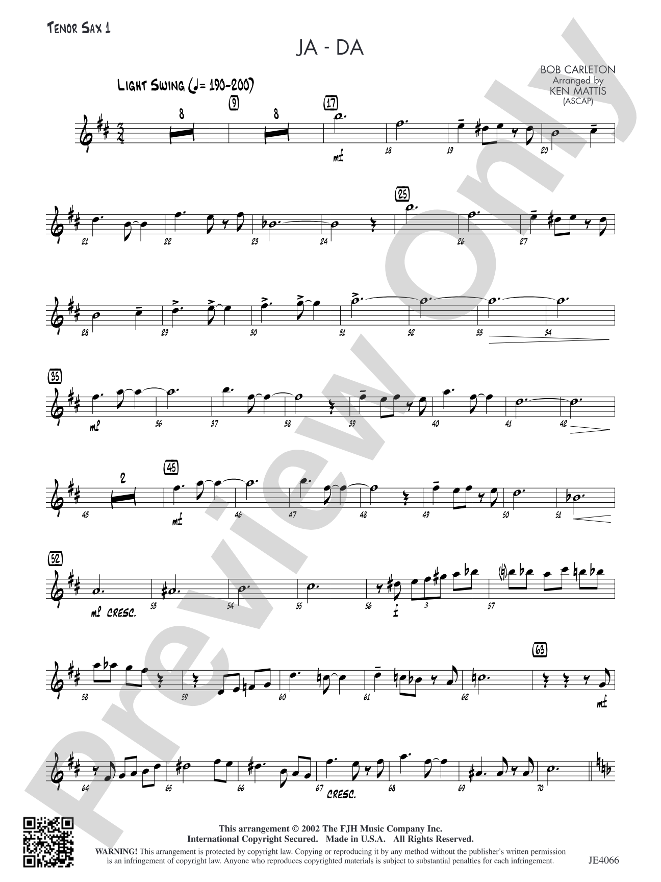 Ja-Da: Tenor Sax 1