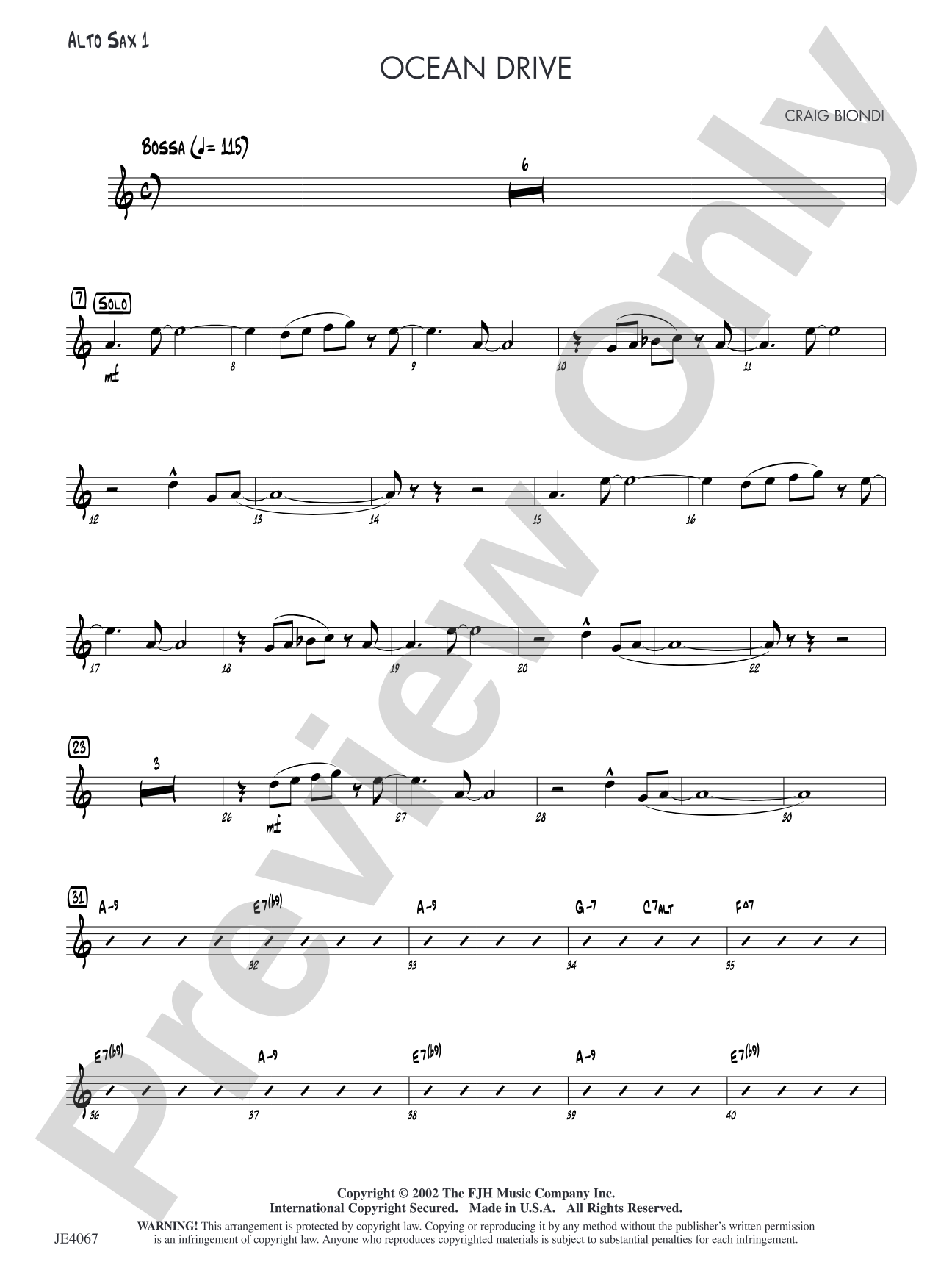 Ocean Drive: Alto Sax 1