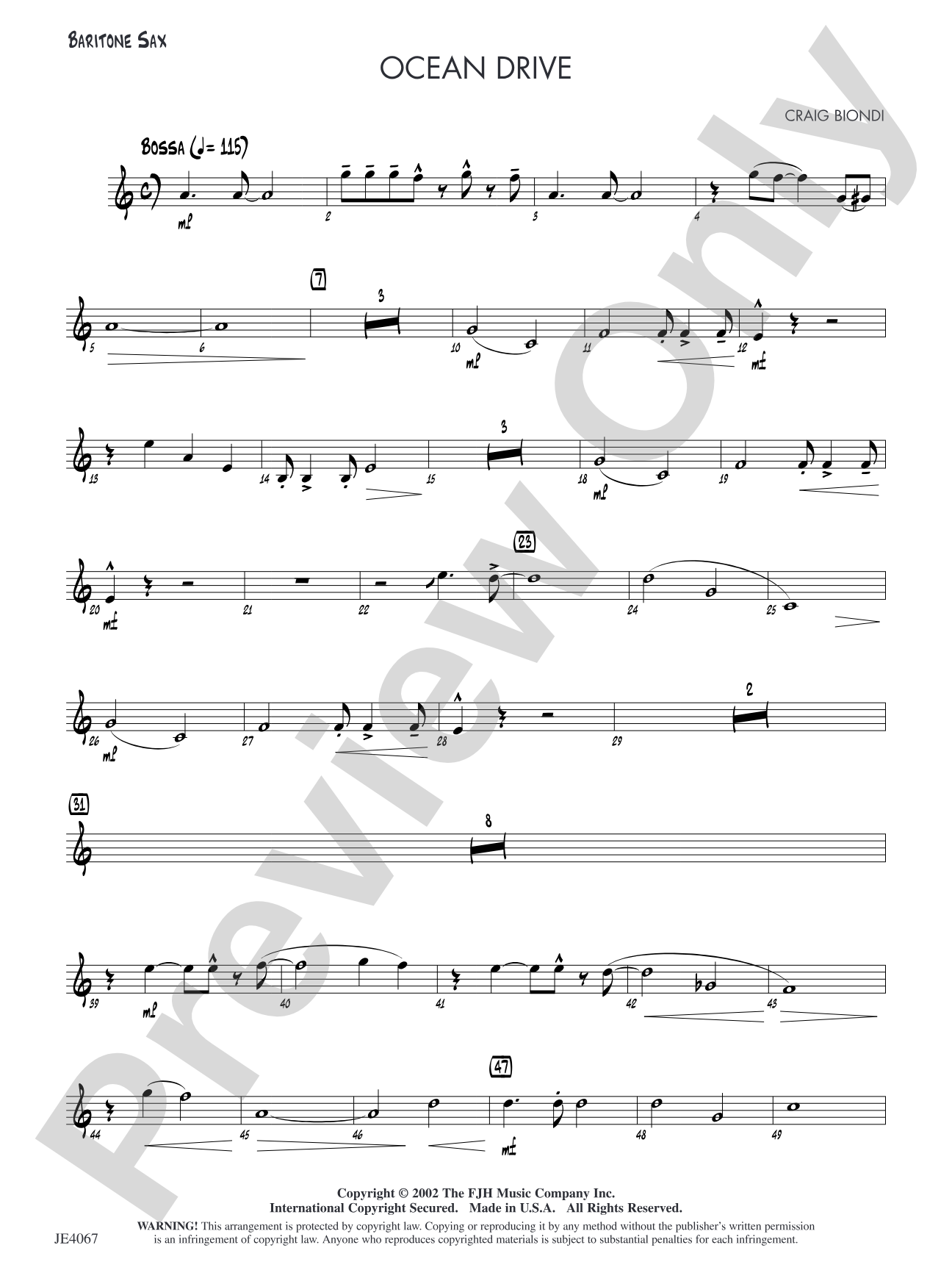Ocean Drive: Baritone Sax
