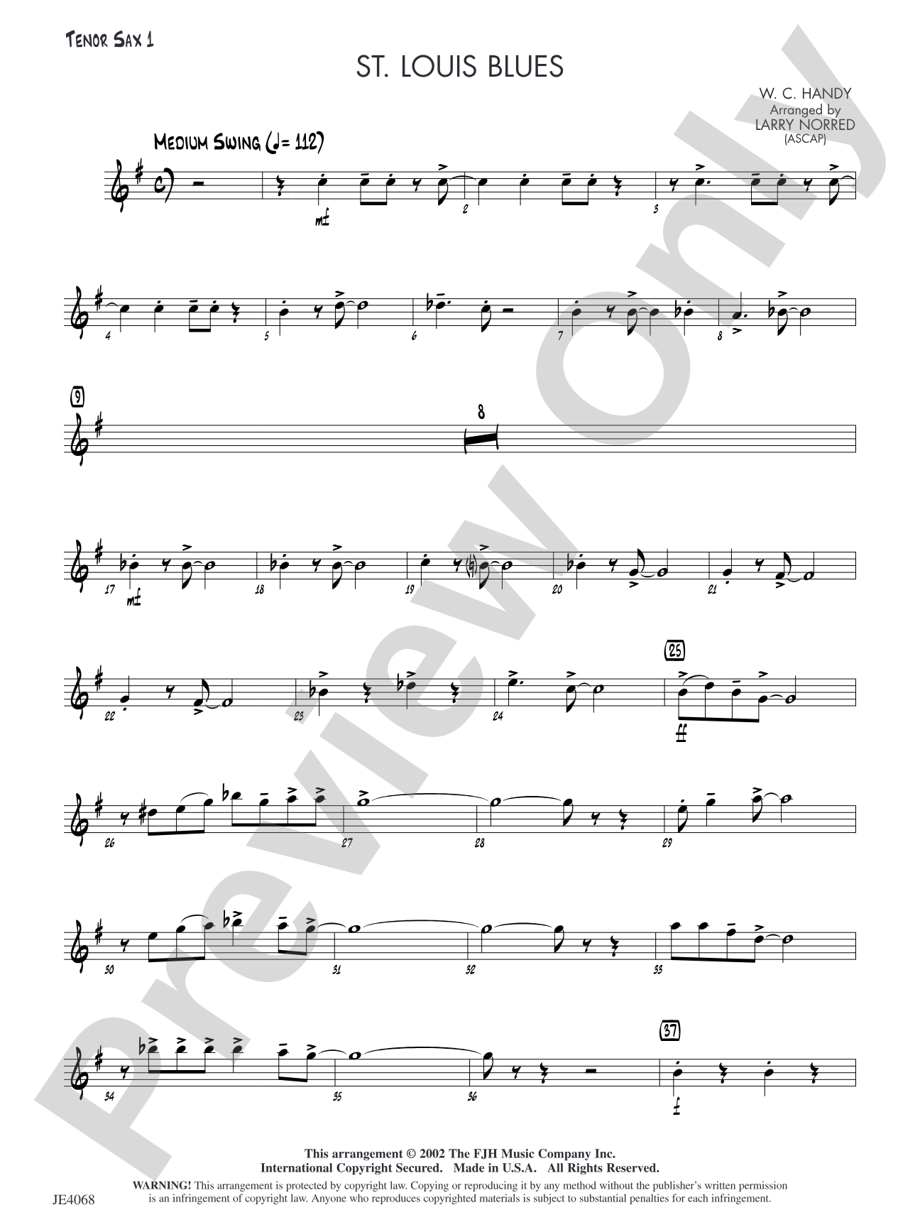 St. Louis Blues: Tenor Sax 1