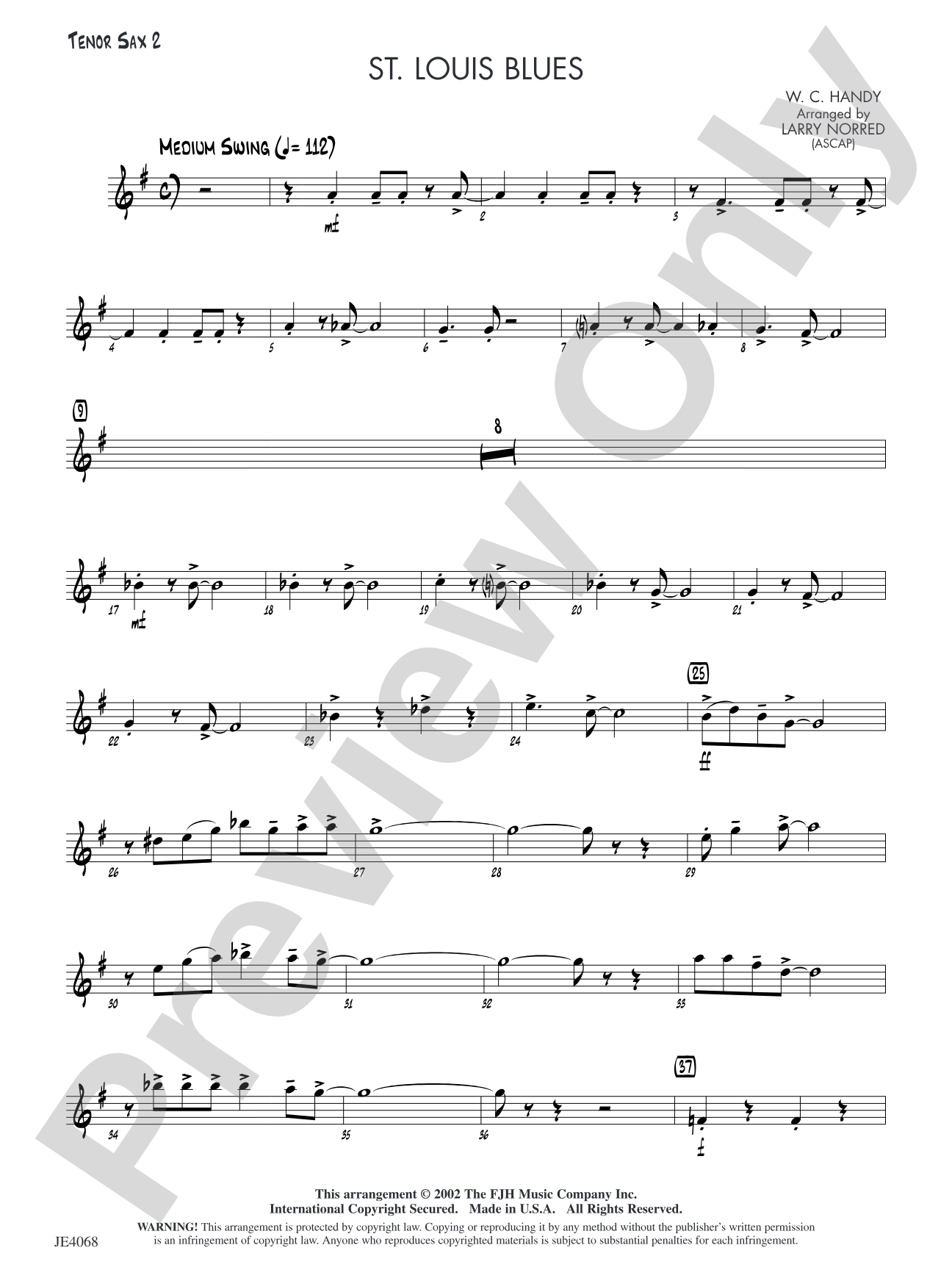 St. Louis Blues: Tenor Sax 2