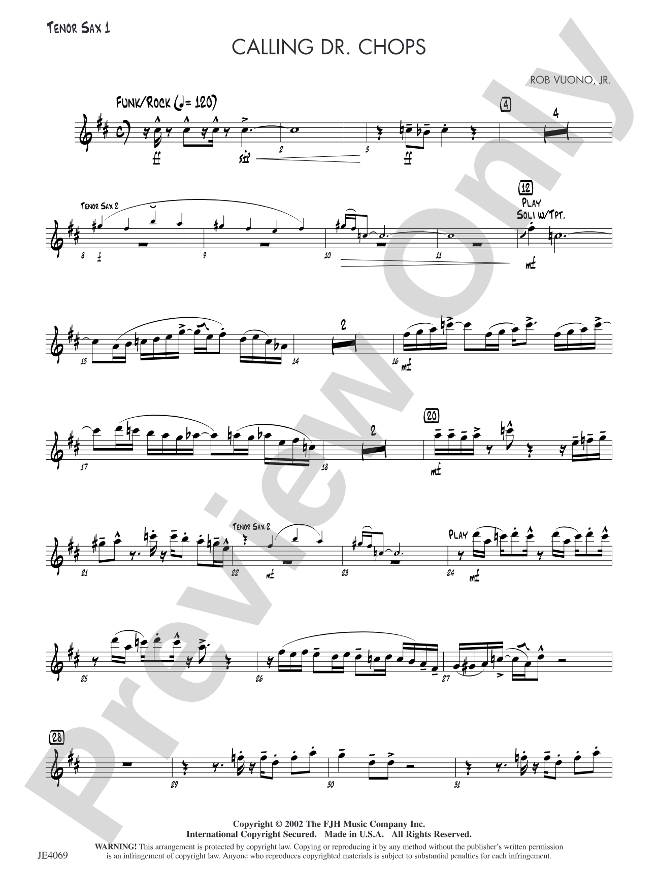 Calling Dr. Chops: Tenor Sax 1